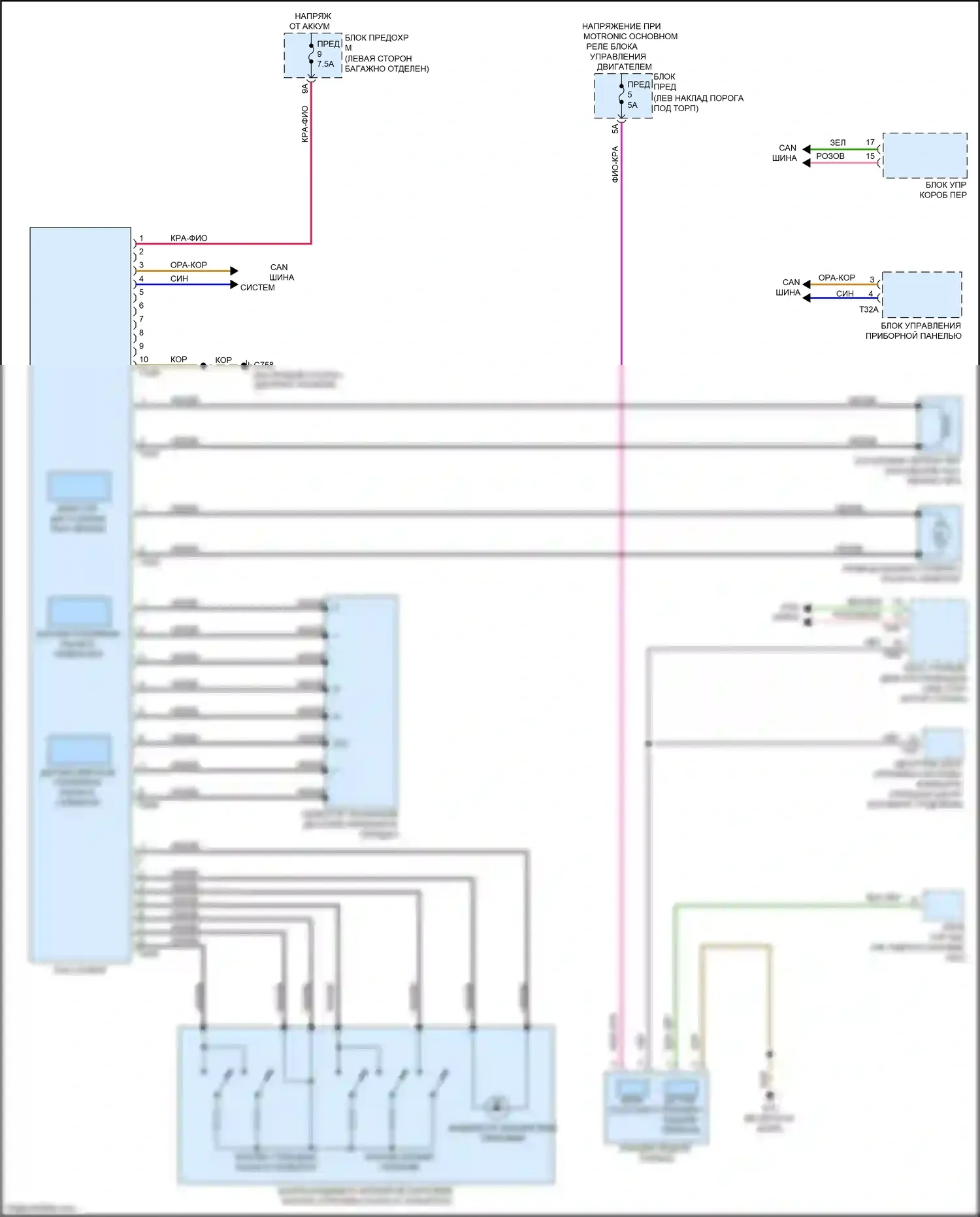 S7 Audi 4K (2019-2024): Электросхема блокировки селектора 