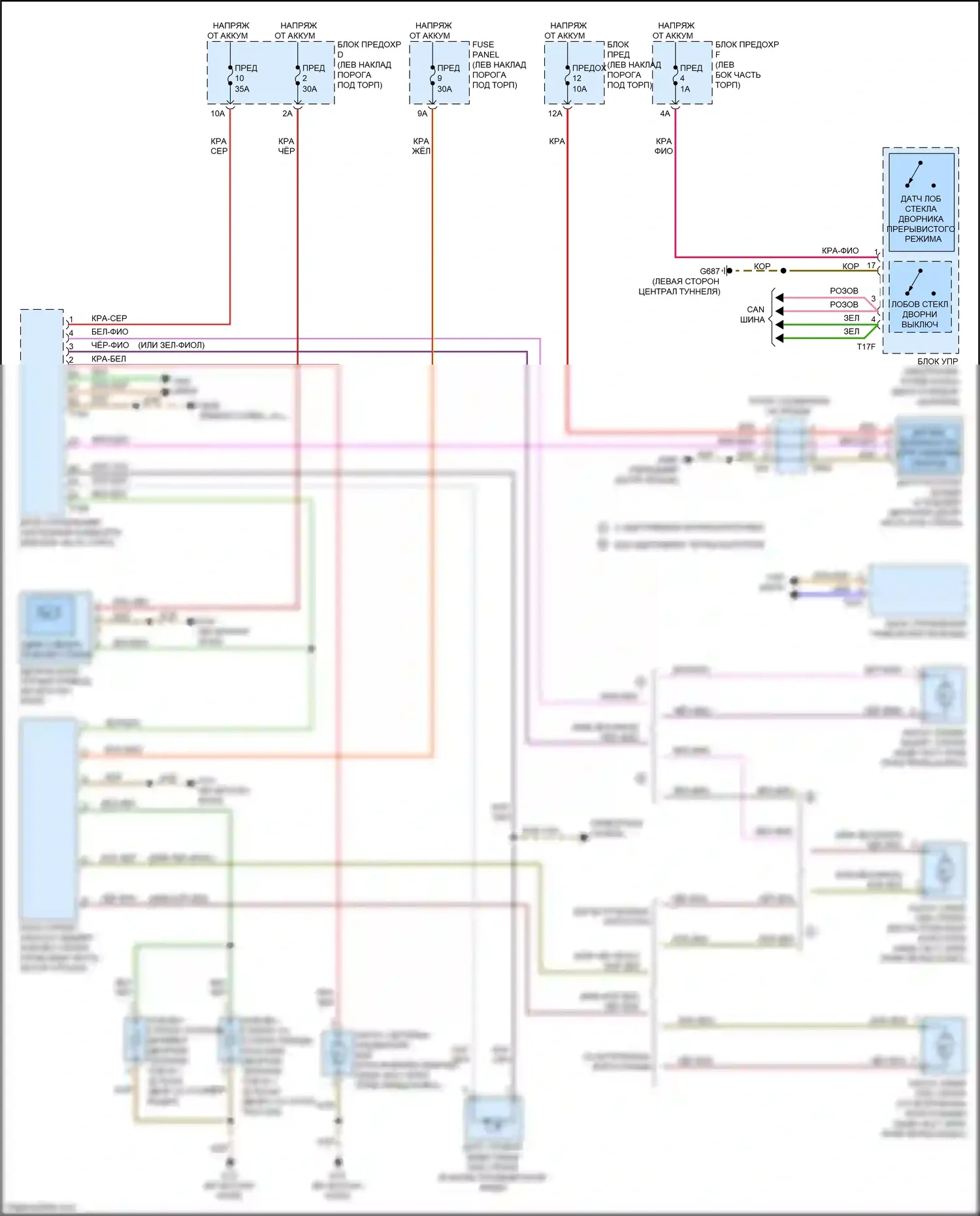 S7 Audi 4K (2019-2024): Дворники и омыватели электросхема 