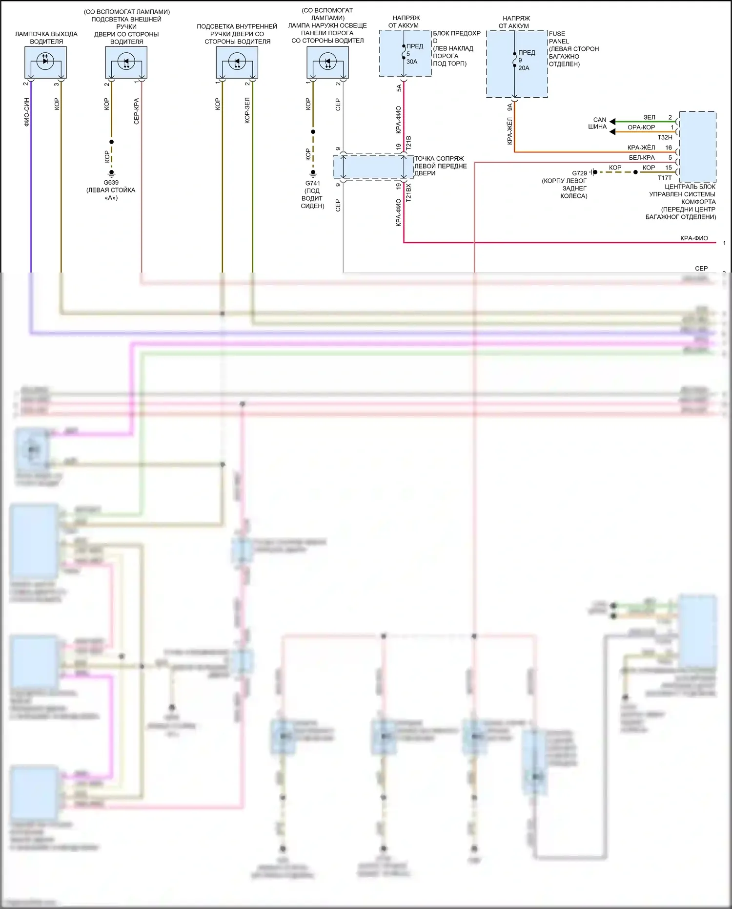 S7 Audi 4K (2019-2024): Электросхема освещения салона (3 из 6) 