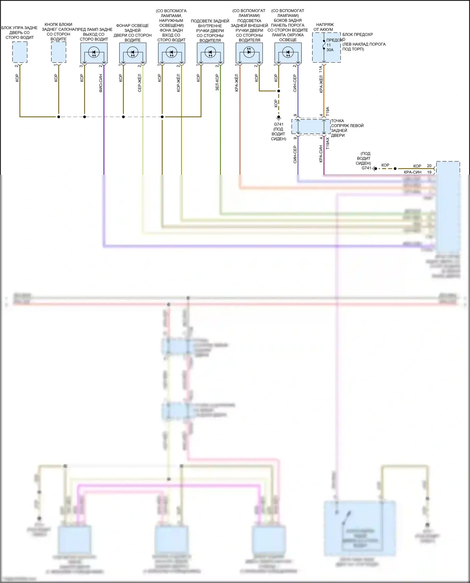 S7 Audi 4K (2019-2024): Электросхема освещения салона (5 из 6) 