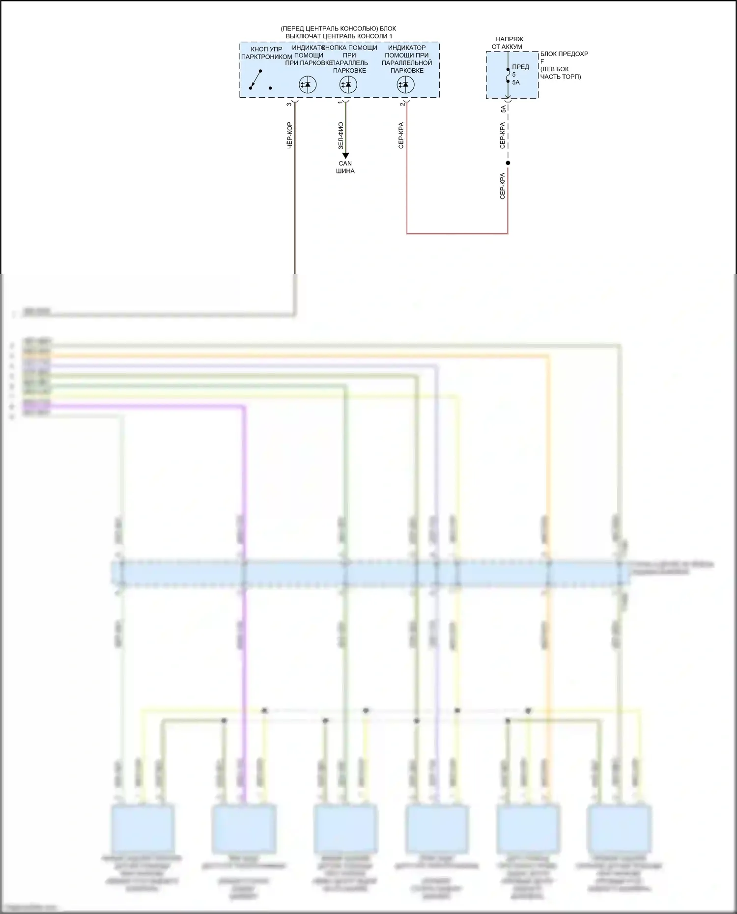 S7 Audi 4K (2019-2024): Электросхема парктроника, с параллельной парковкой, без помощи водителя (2 из 2) 