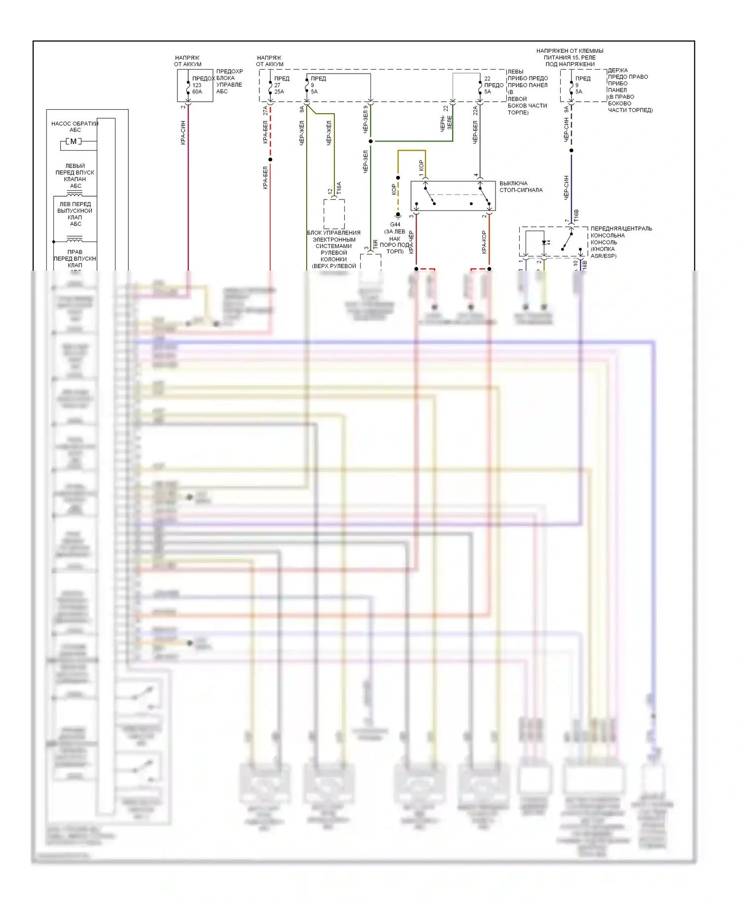 S8 Audi D3 рестайлинг (2007-2011): Антиблокировочная система abs электросхема 