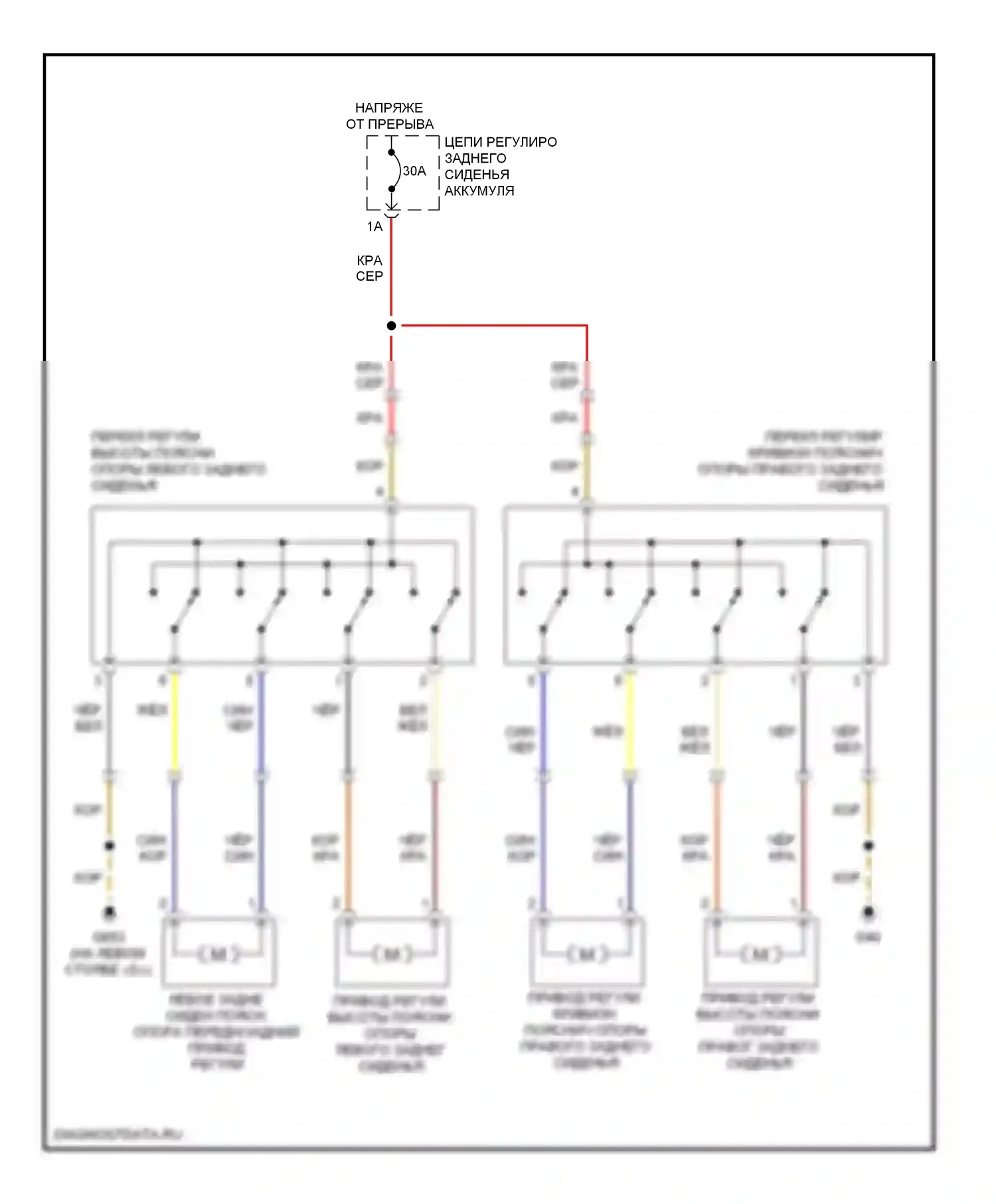 S8 Audi D3 рестайлинг (2007-2011): Электросхема задней поясницы 