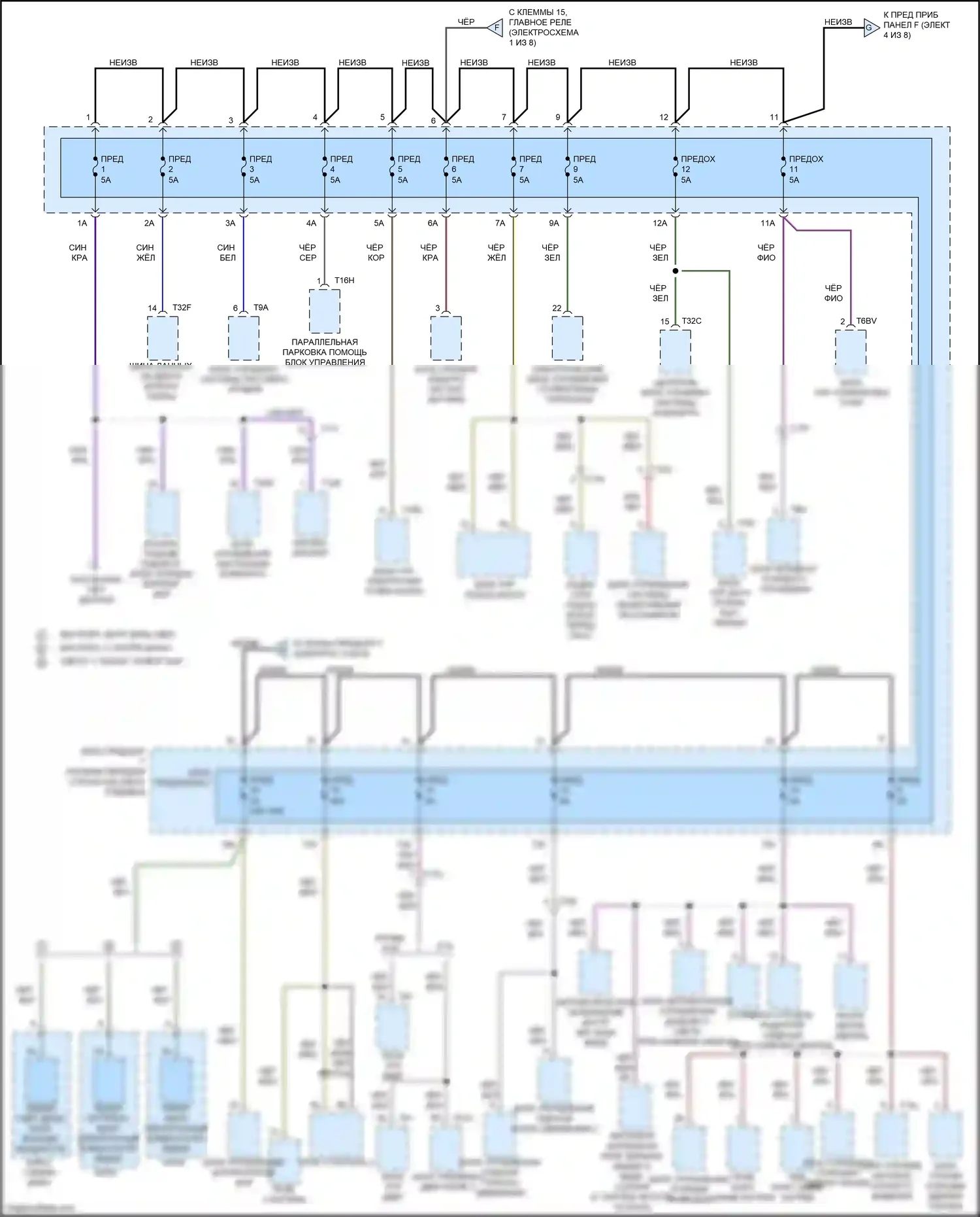S8 Audi D4 рестайлинг (2013-2018): Электросхема блока предохранителей реле (4 из 8) 