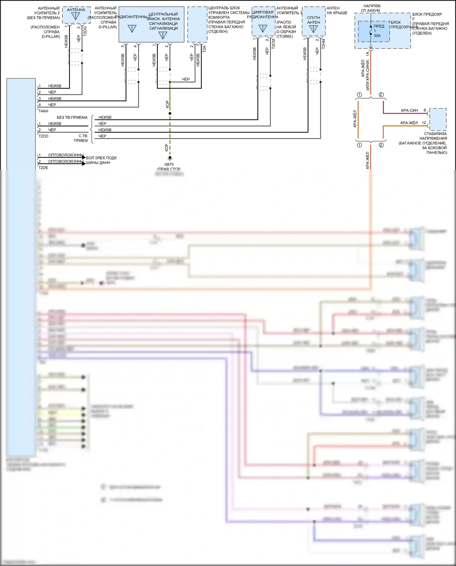 S8 Audi D4 рестайлинг (2013-2018): Электросхема магнитолы, базовая 