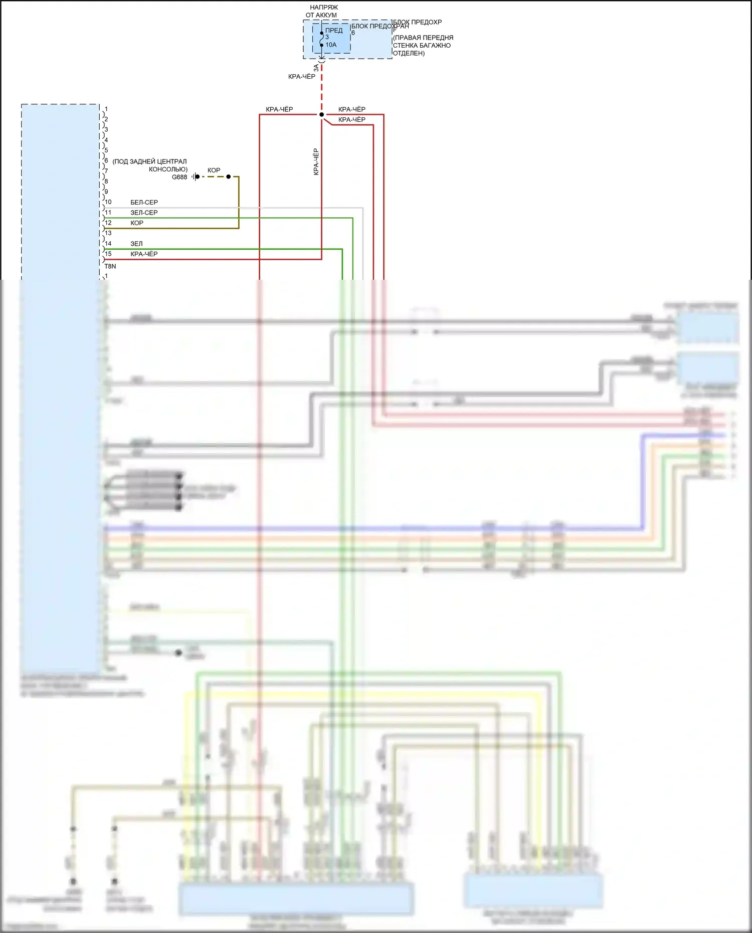 S8 Audi D4 рестайлинг (2013-2018): Электросхема мультимедий заднего сиденья (1 из 2) 