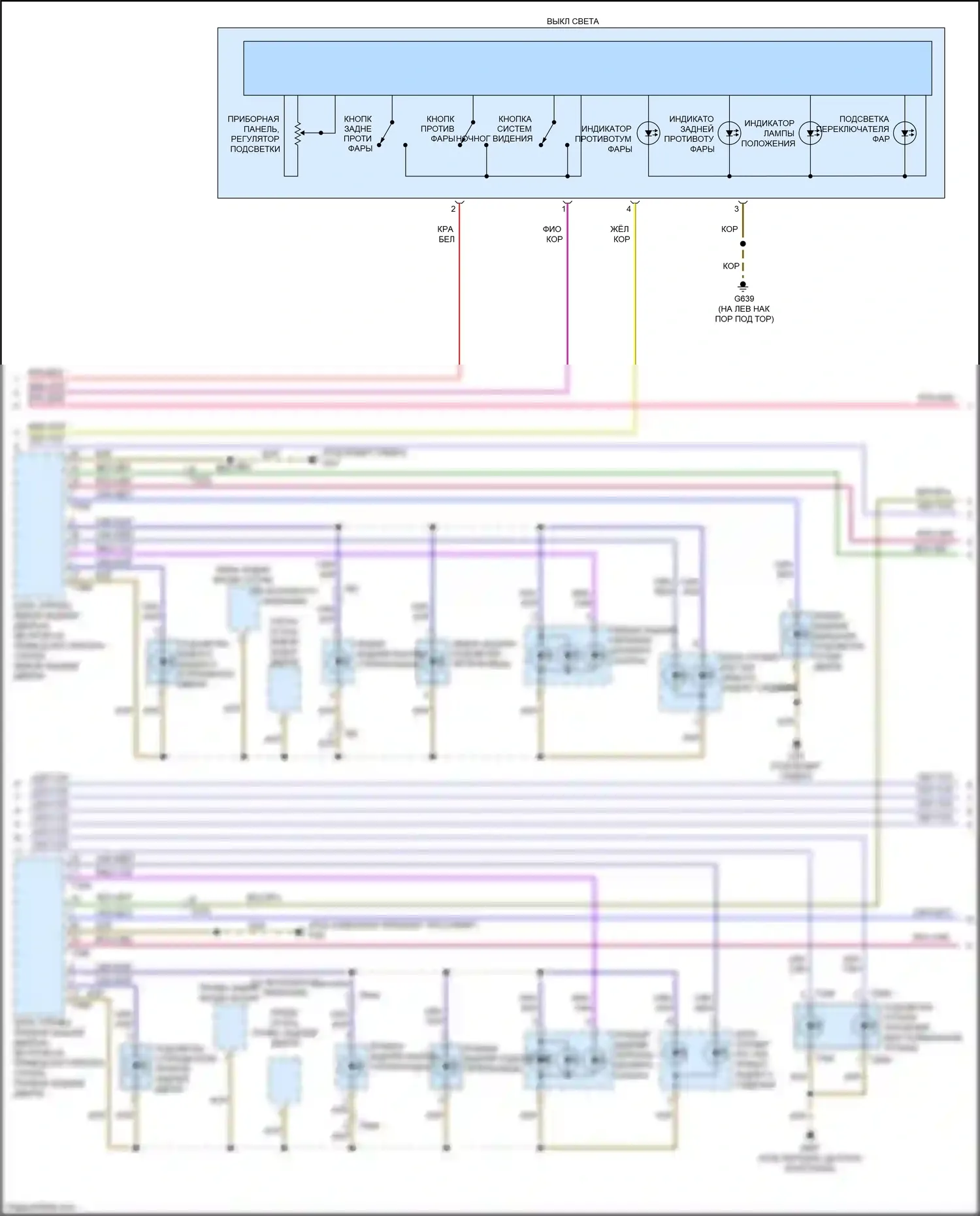 S8 Audi D4 рестайлинг (2013-2018): Электросхема подсветки приборной панели (2 из 4) 