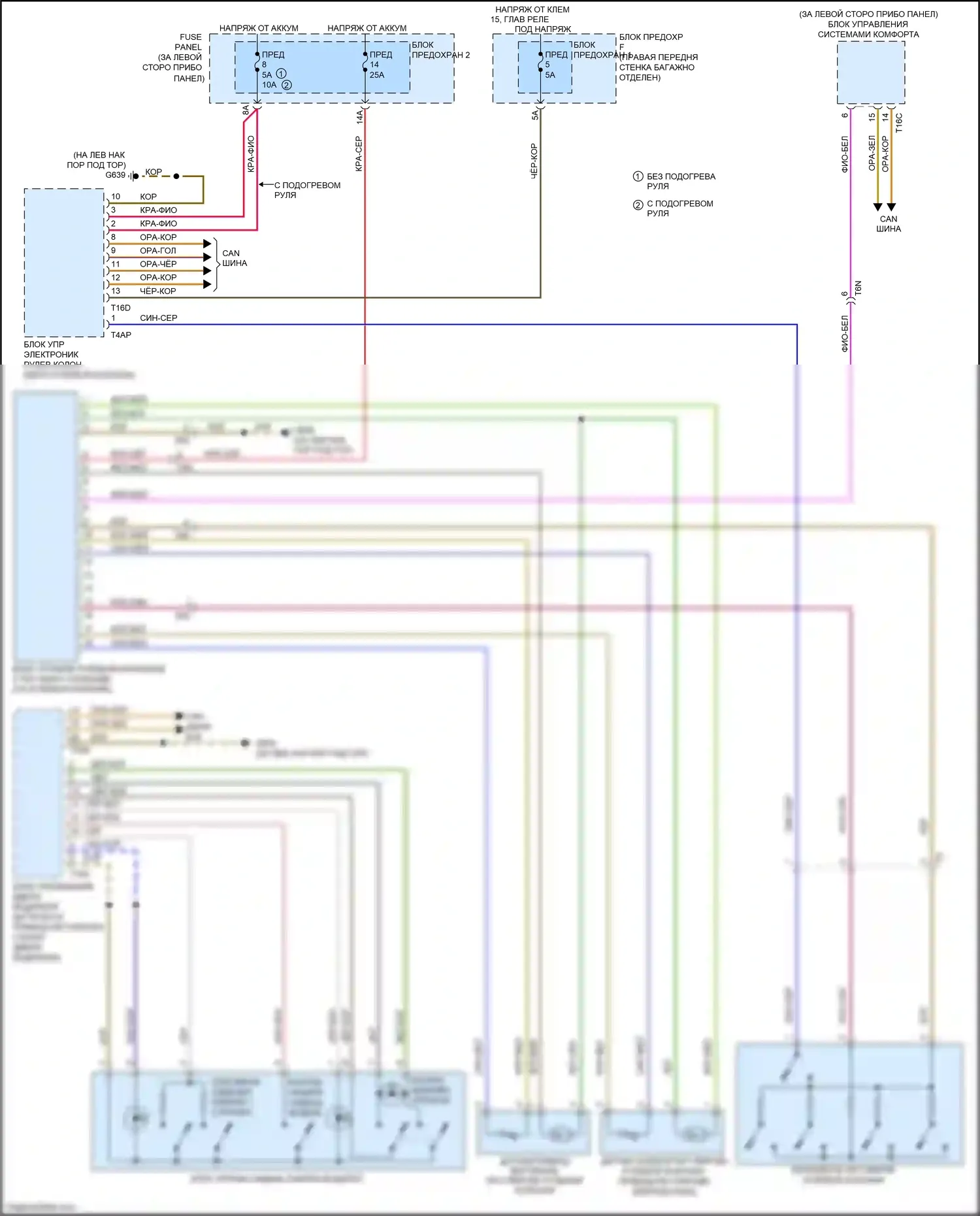 S8 Audi D4 рестайлинг (2013-2018): Электросхема памяти рулевой колонки 