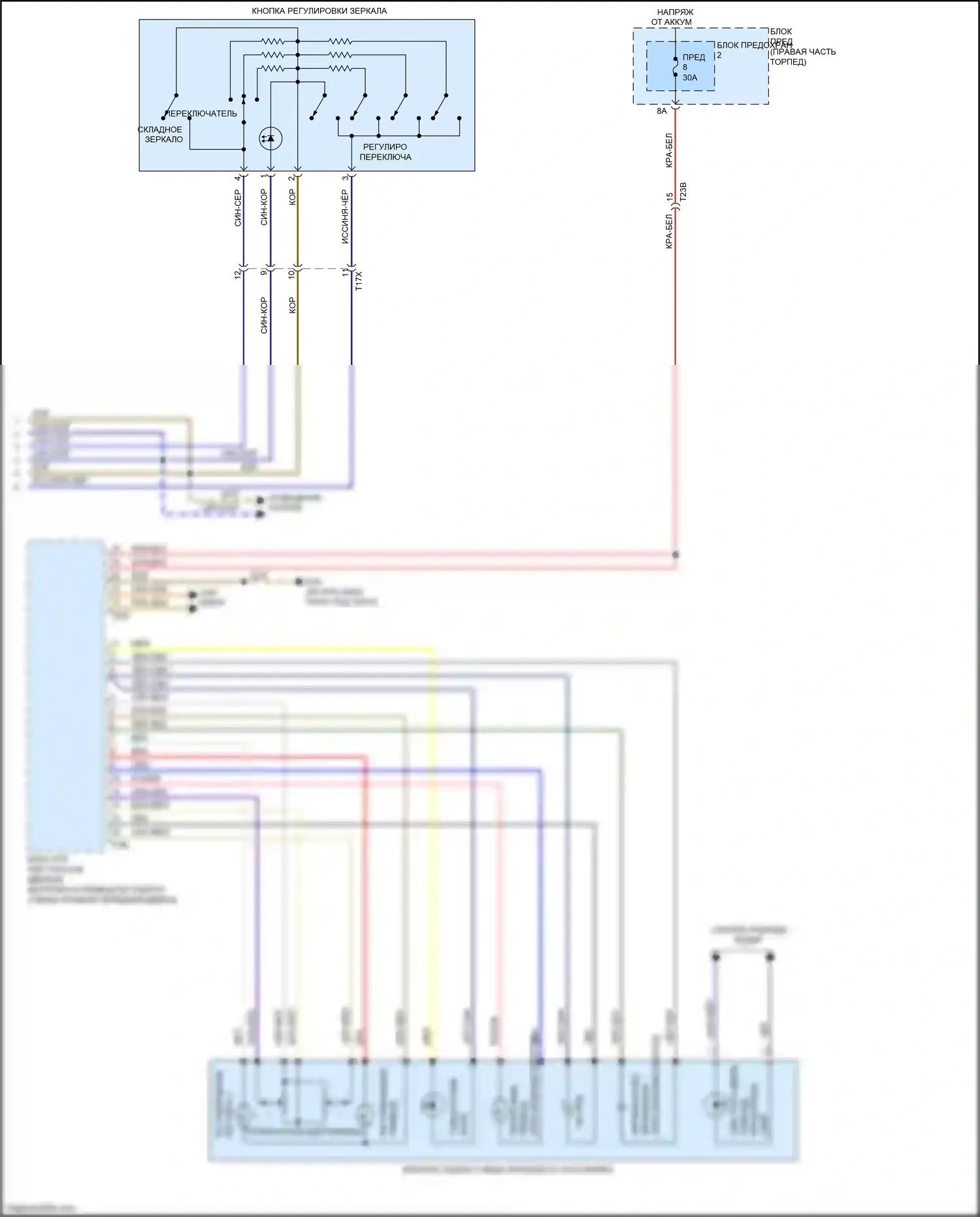 S8 Audi D4 рестайлинг (2013-2018): Электросхема памяти зеркал (2 из 2) 