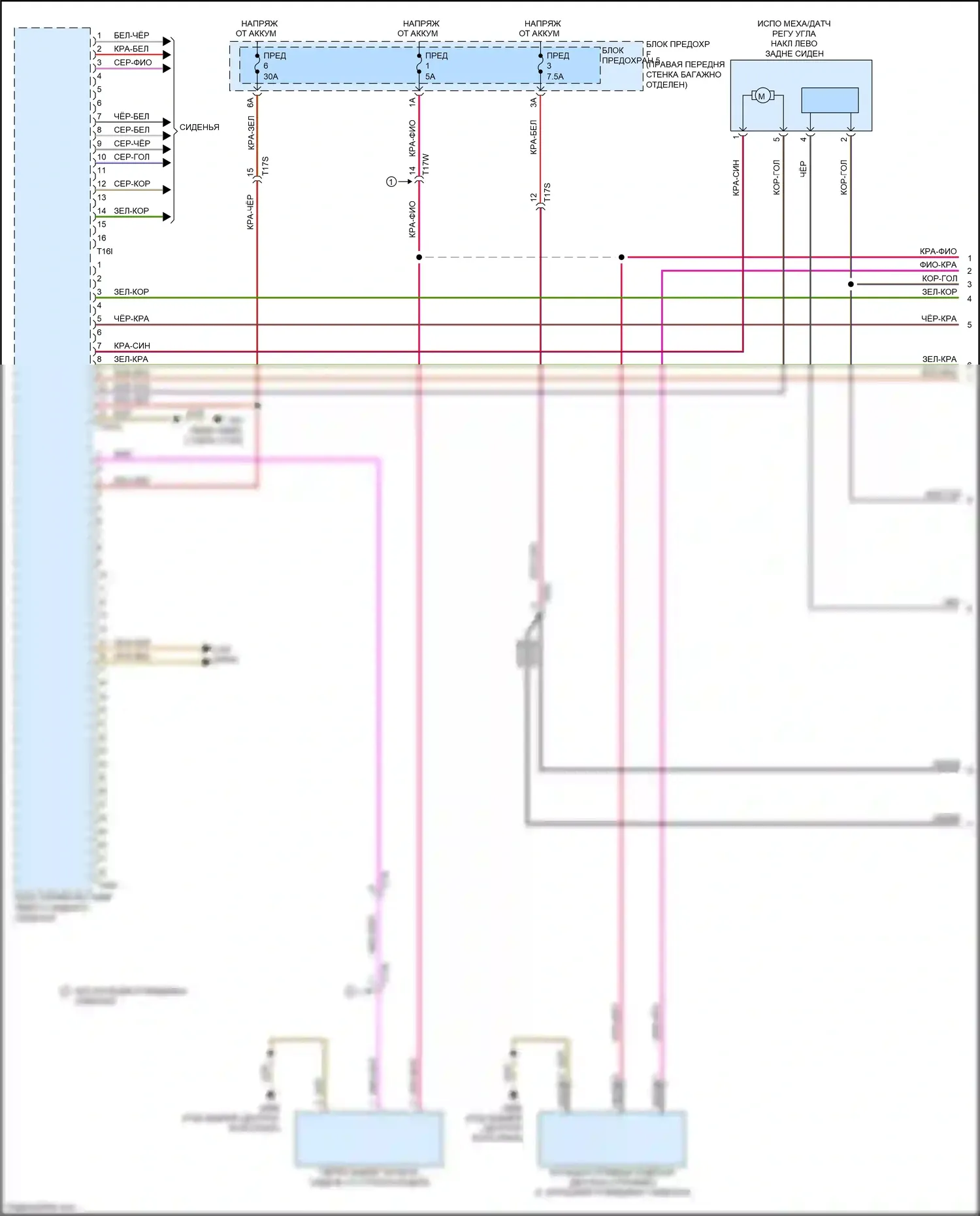 S8 Audi D4 рестайлинг (2013-2018): Электросхема задних сидений (1 из 4) 
