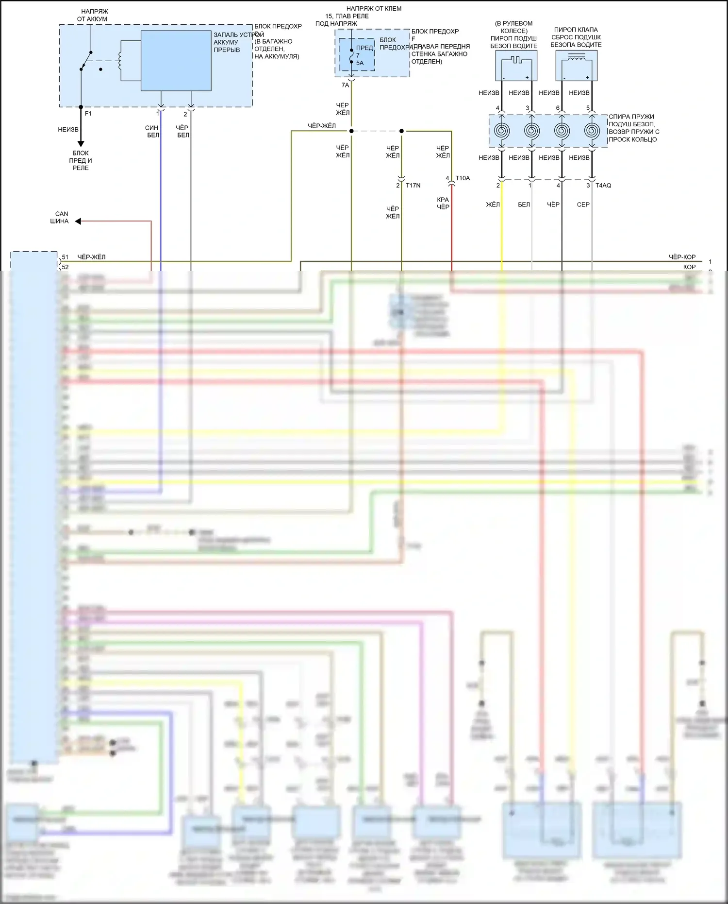 S8 Audi D4 рестайлинг (2013-2018): Электросхема подушек безопасности (1 из 3) 
