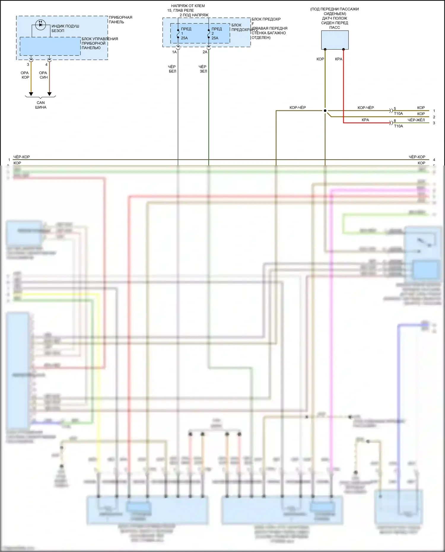 S8 Audi D4 рестайлинг (2013-2018): Электросхема подушек безопасности (2 из 3) 