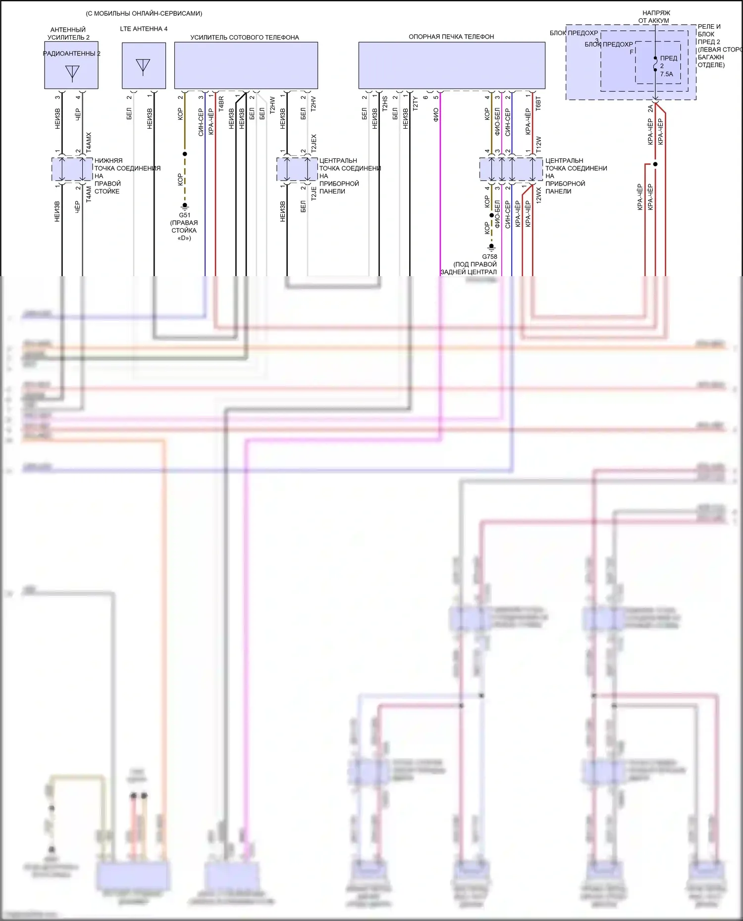 SQ5 Sportback Audi FY (2020-2024): Электросхема магнитолы, с усилителем (4 из 5) 