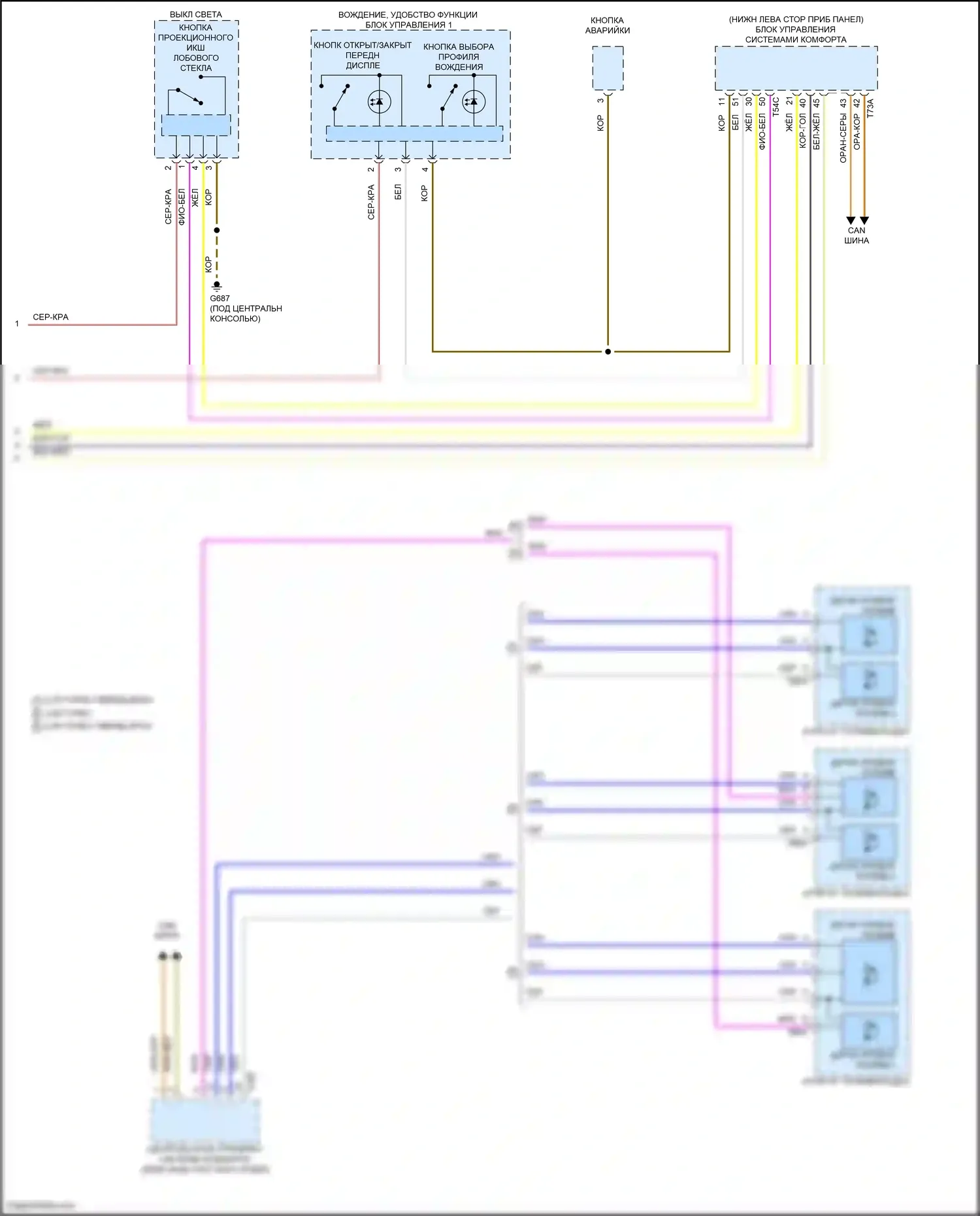 SQ5 Sportback Audi FY (2020-2024): Электросхема приборной панели, без дисплея активной информации fpk (2 из 2) 