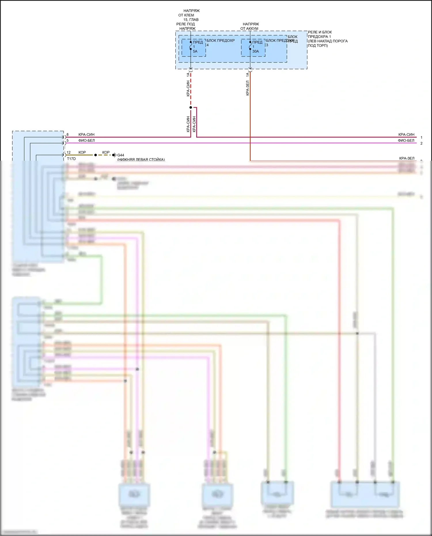 SQ5 Audi II (2017-2020): Электросхема обогреваемых сидений, с вентиляцией (1 из 2) 
