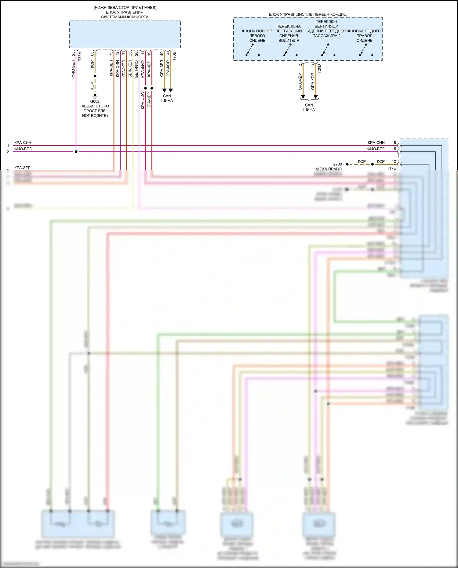 SQ5 Audi II (2017-2020): Электросхема обогреваемых сидений, с вентиляцией (2 из 2) 