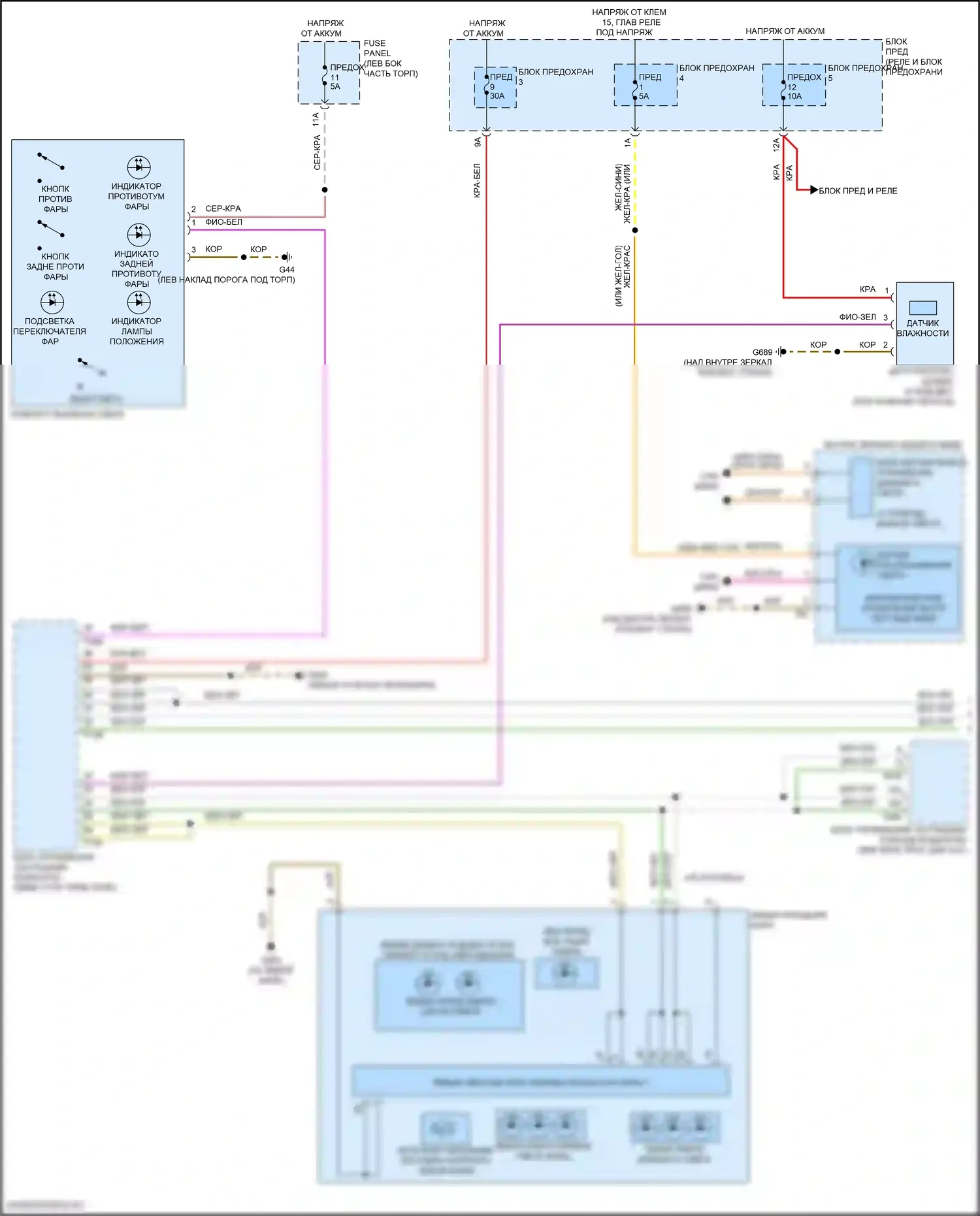 SQ7 Audi 4M рестайлинг (2019-2024): Электросхема фар, с линзой (1 из 2) 