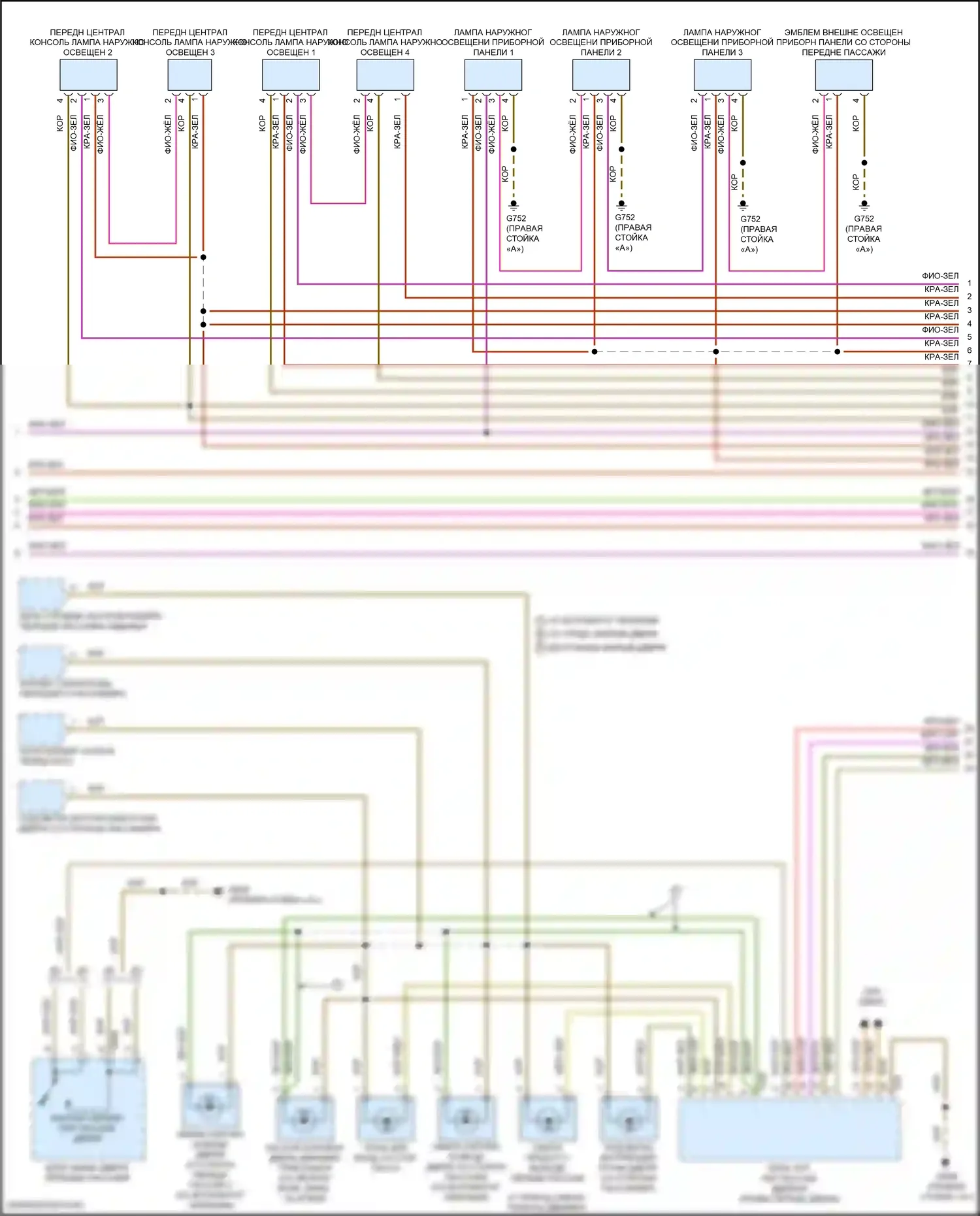 SQ7 Audi 4M рестайлинг (2019-2024): Электросхема освещения салона (2 из 8) 