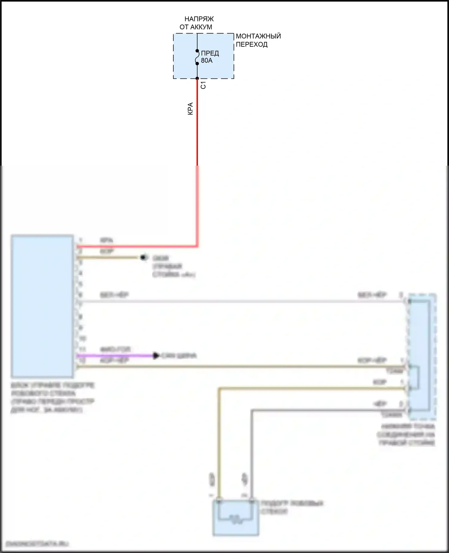 SQ7 Audi 4M рестайлинг (2019-2024): Электросхема обогреваемого лобового стекла 