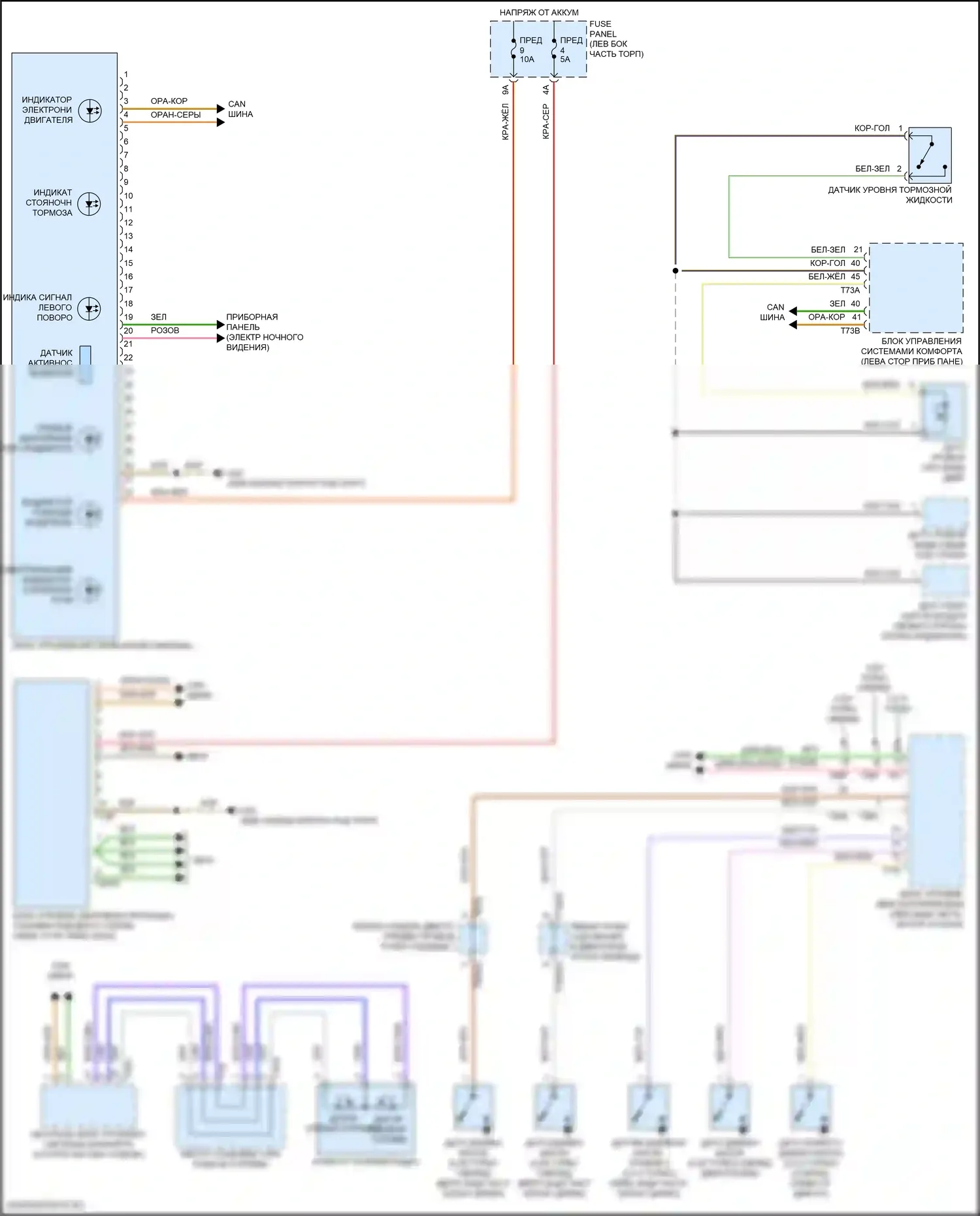 SQ7 Audi 4M рестайлинг (2019-2024): Электросхема приборной панели, без активной информации дисплея 