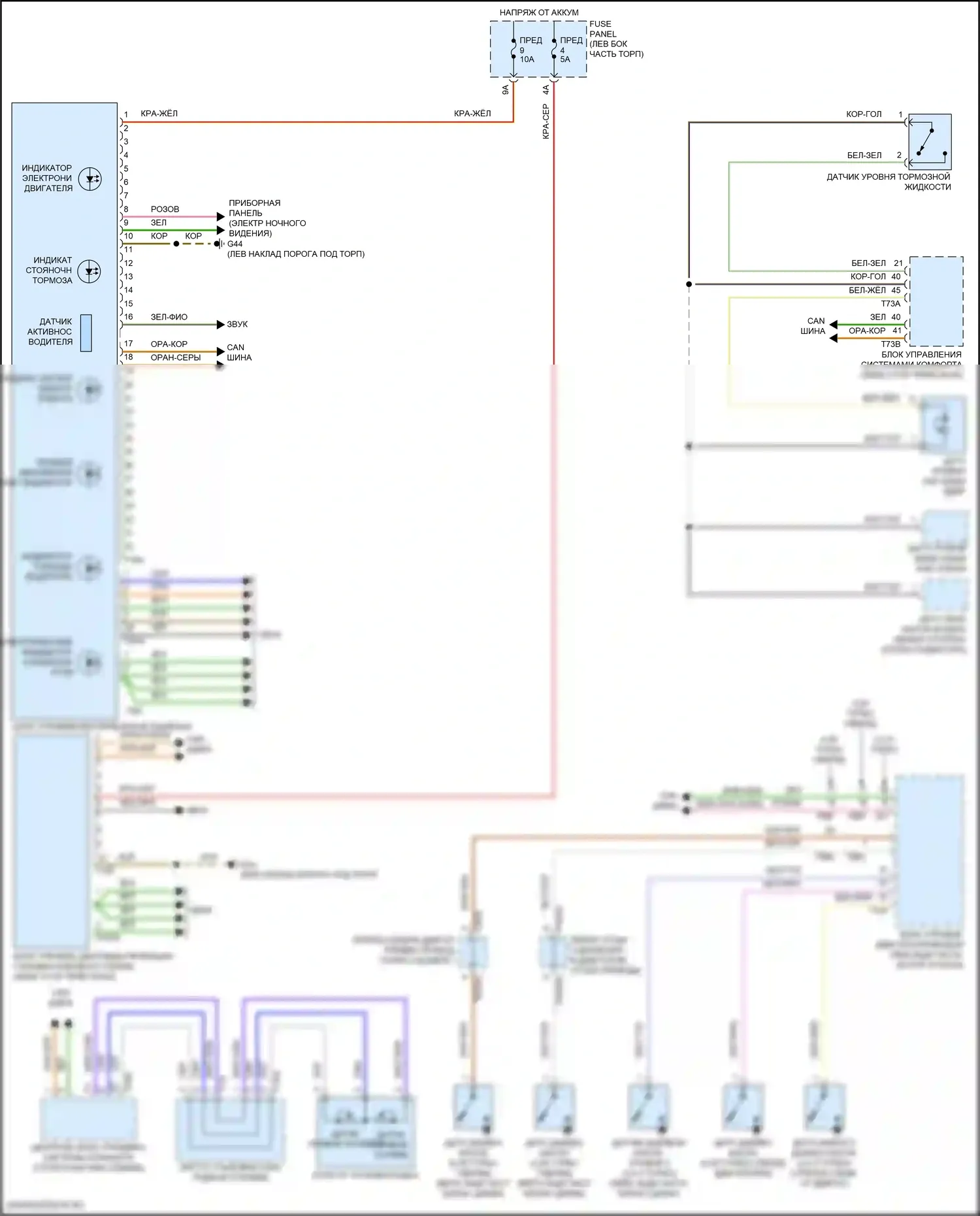 SQ7 Audi 4M рестайлинг (2019-2024): Электросхема приборной панели, с активным информационным дисплеем 