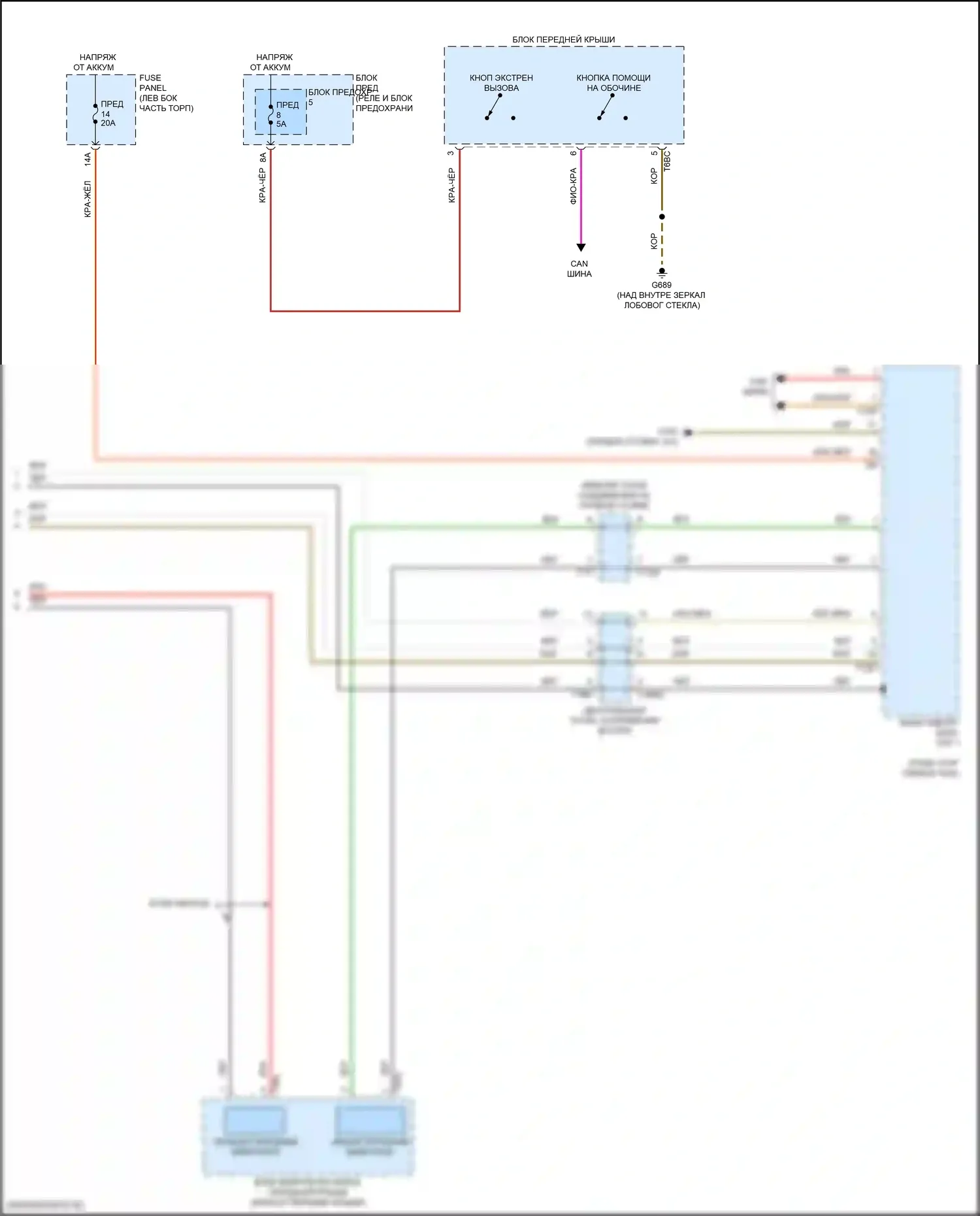 SQ7 Audi 4M рестайлинг (2019-2024): Электросхема экстренного вызова, с подключением плюс (2 из 2) 