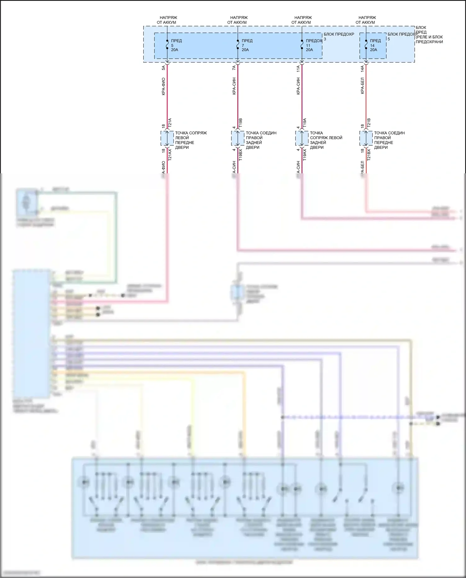 SQ7 Audi 4M рестайлинг (2019-2024): Электросхема стеклоподъемников (1 из 2) 