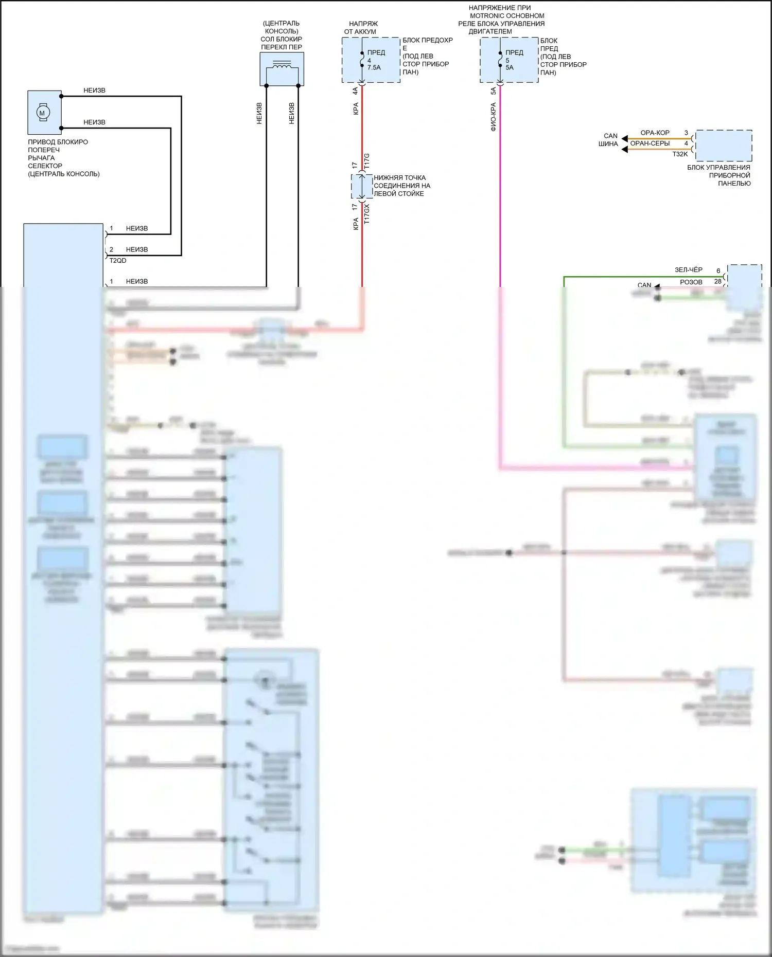 SQ8 Audi I рестайлинг (2023-2024): Электросхема блокировки селектора 
