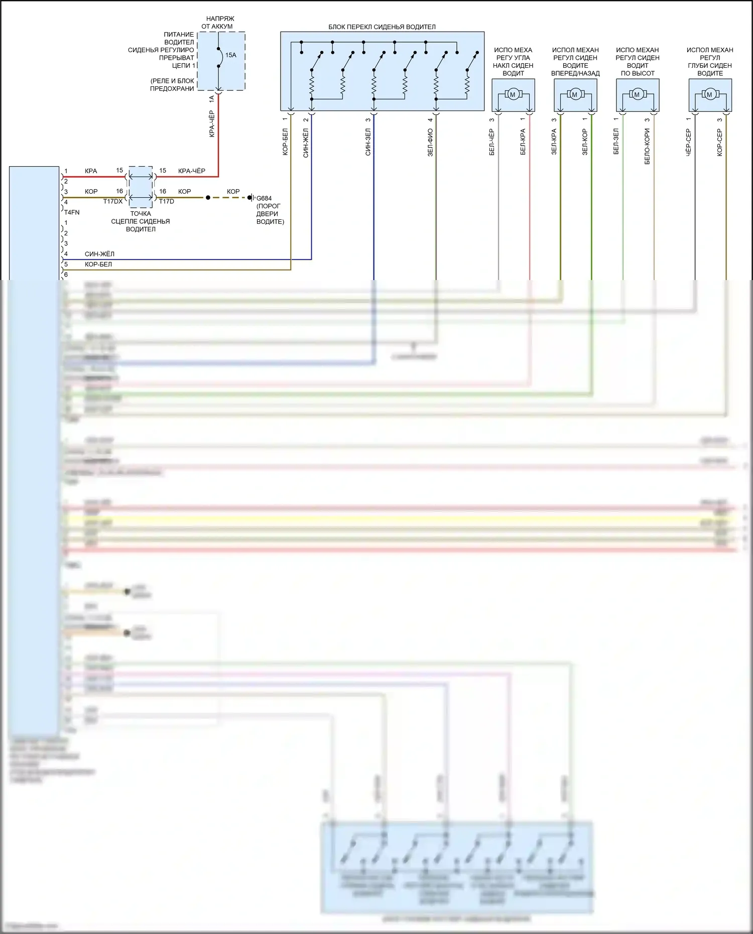 SQ8 Audi I рестайлинг (2023-2024): Электросхема сиденья водителя с памятью, с комфортными сиденьями (1 из 2) 