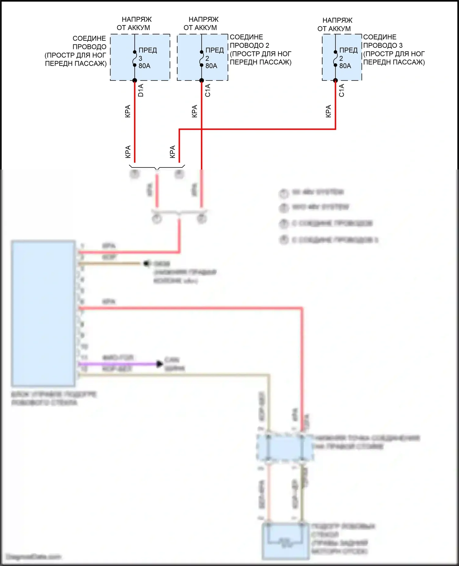 SQ8 Audi I рестайлинг (2023-2024): Электросхема обогреваемого лобового стекла 