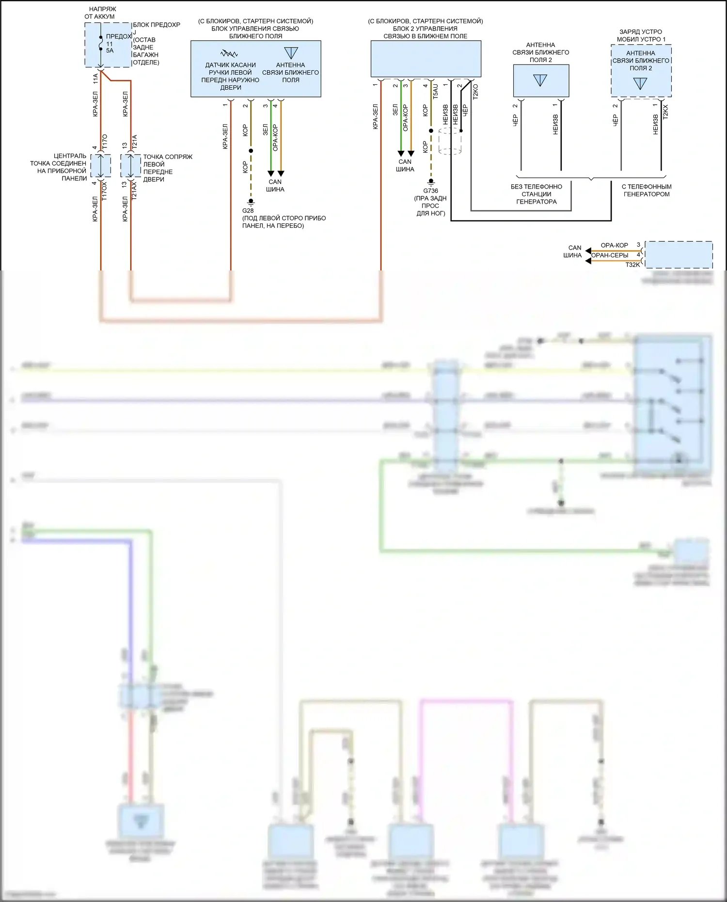 SQ8 Audi I рестайлинг (2023-2024): Электросхема системы бесключевого доступа (2 из 2) 