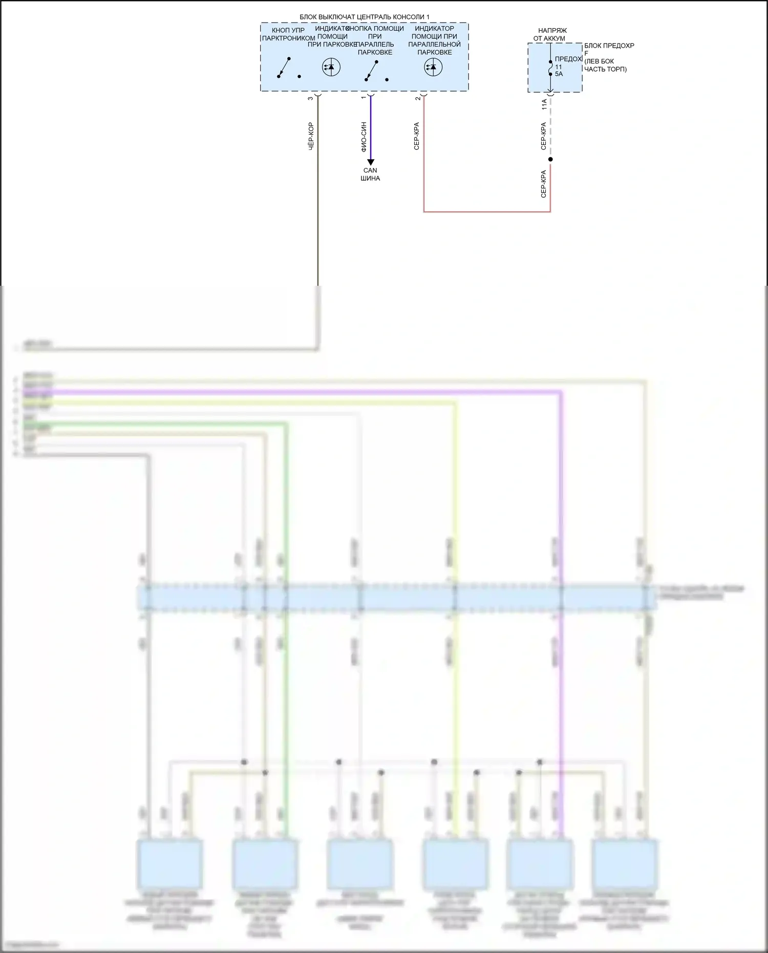SQ8 Audi I рестайлинг (2023-2024): Электросхема парктроника, с параллельной парковкой, без помощи водителя (2 из 2) 