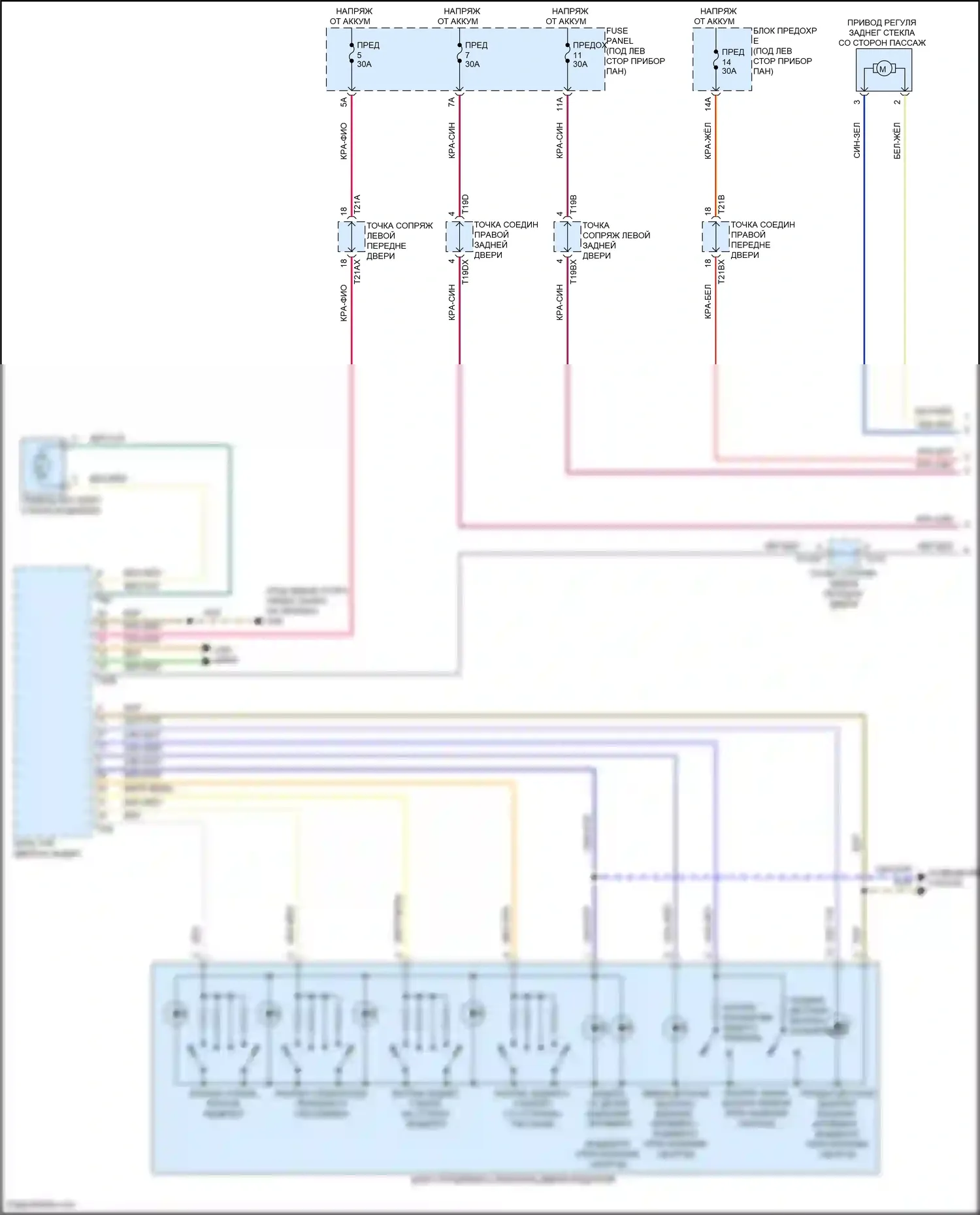 SQ8 Audi I рестайлинг (2023-2024): Электросхема стеклоподъемников (1 из 2) 