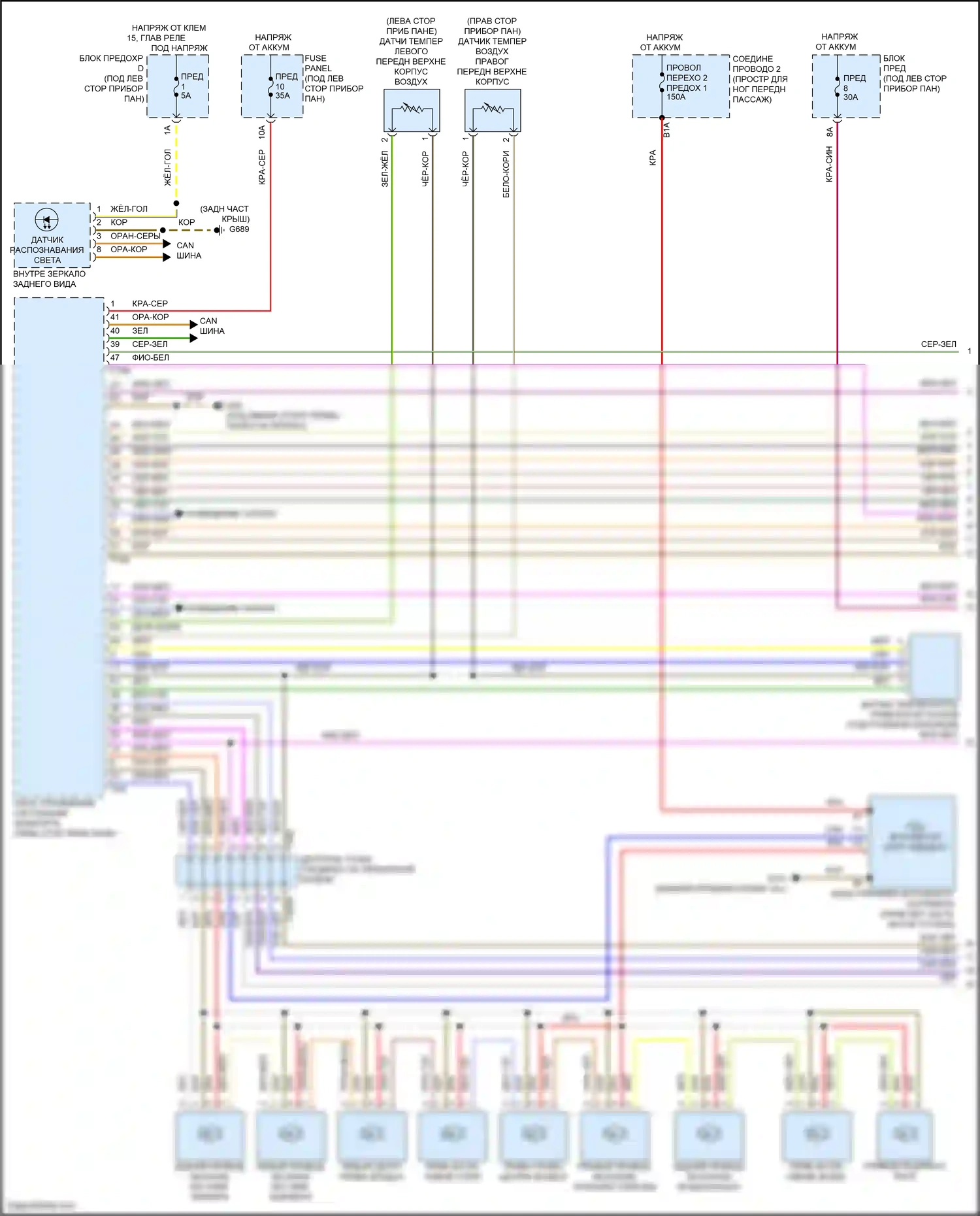 SQ8 Audi I (2019-2023): Электросхема климат контроля, с климат-контролем и задним управлением, без многозонного и ударного контроля давления (1 из 4) 