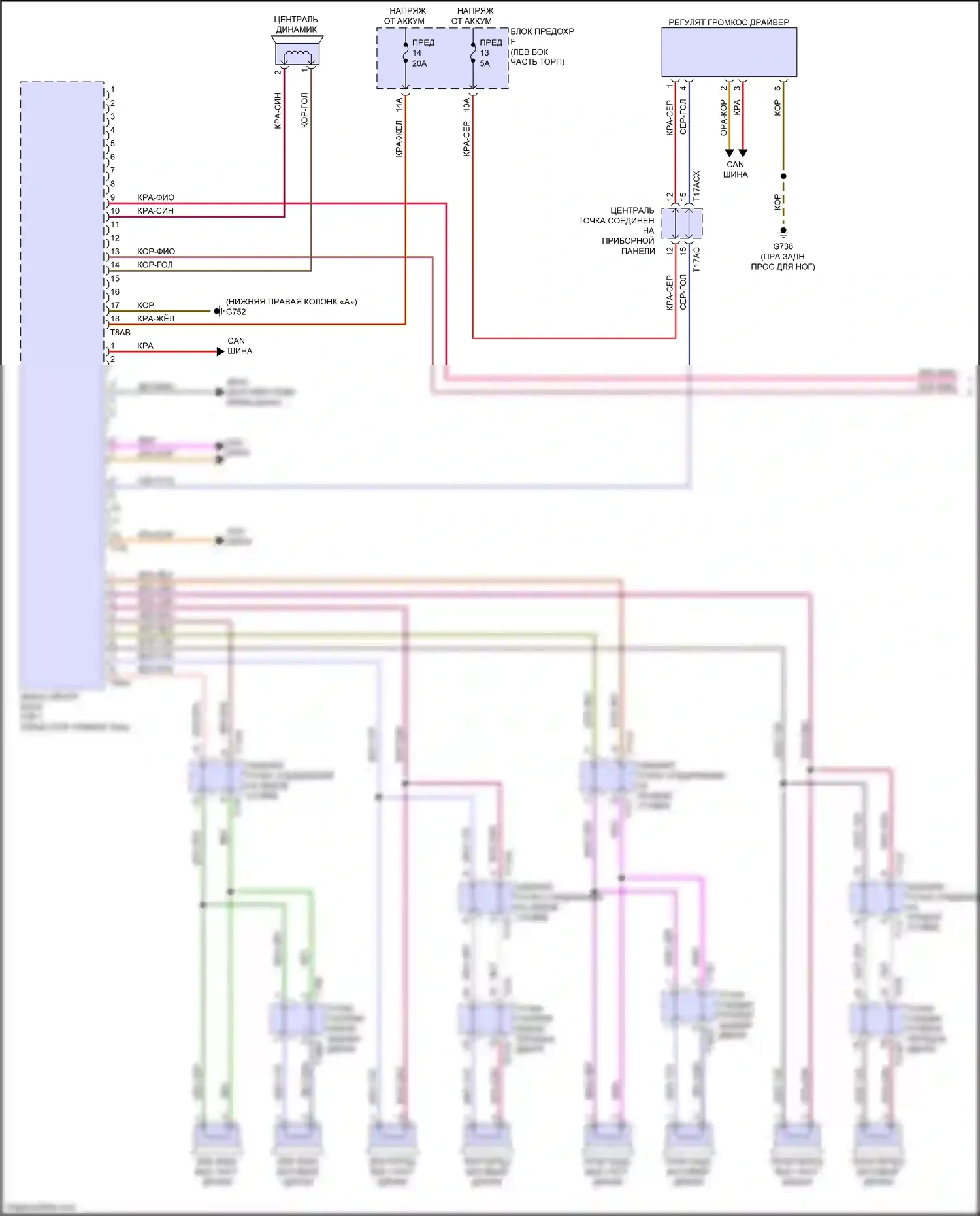 SQ8 Audi I (2019-2023): Электросхема магнитолы, без усилителя (1 из 4) 