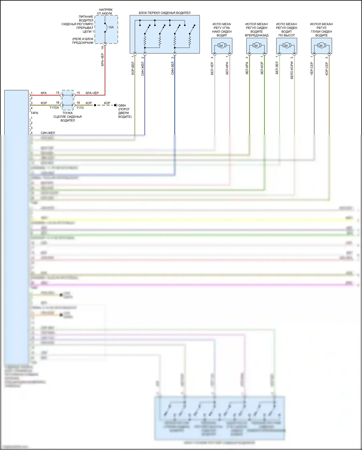 SQ8 Audi I (2019-2023): Электросхема сиденья водителя с памятью, со спортивными сиденьями (1 из 2) 