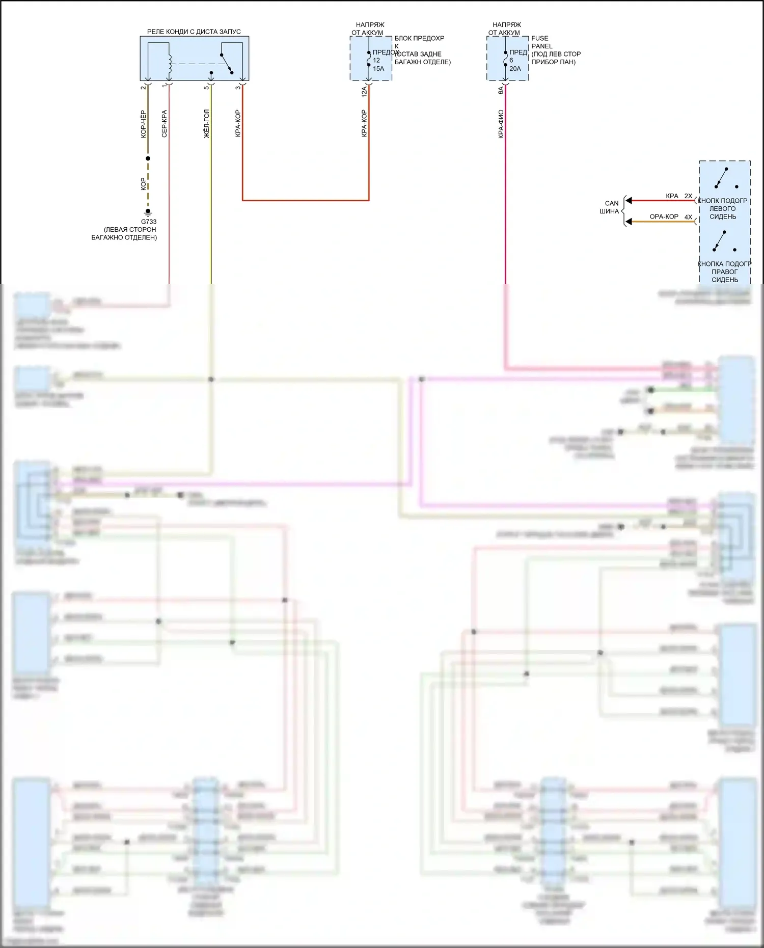SQ8 Audi I (2019-2023): Электросхема вентиляции сиденья 