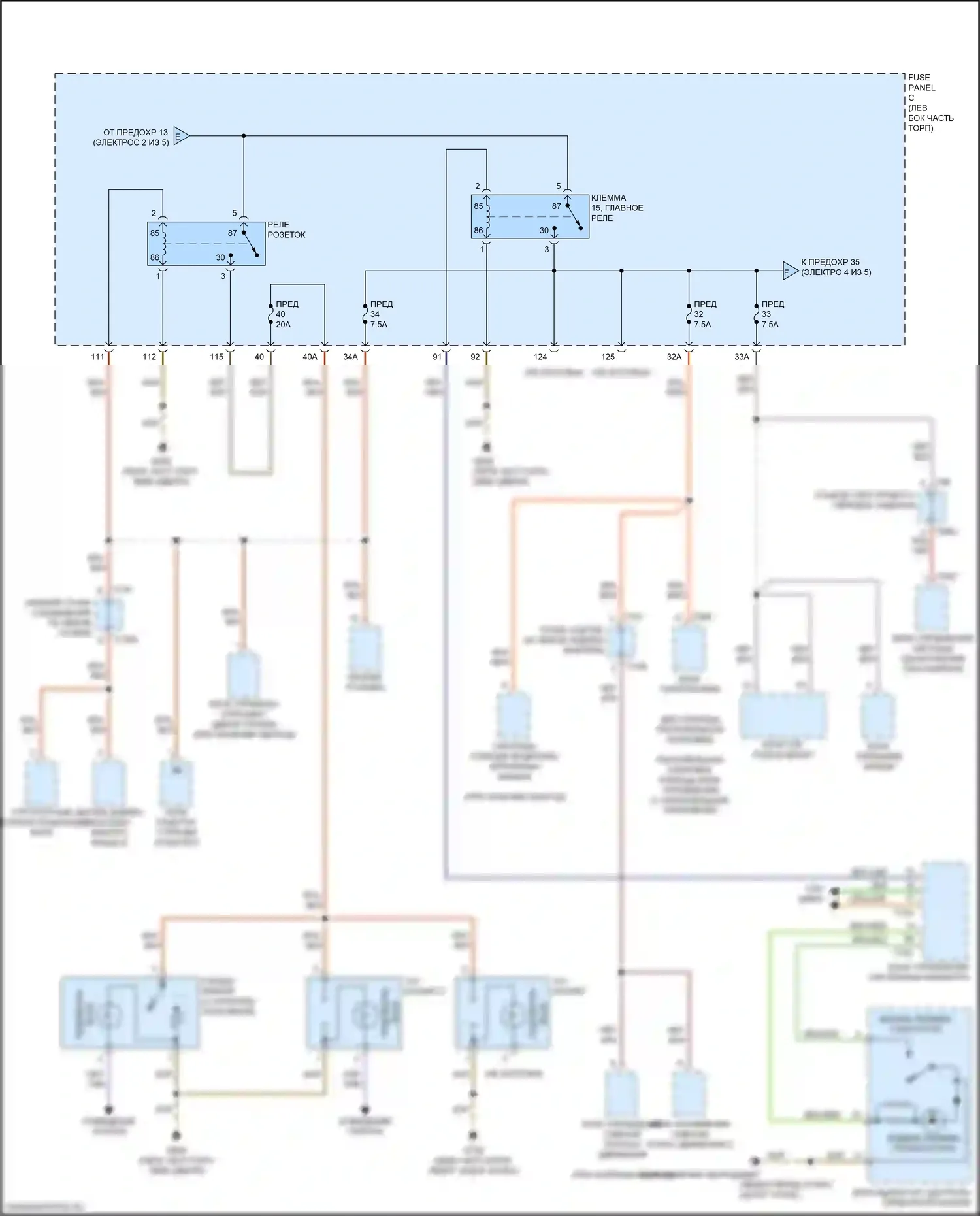 TT RS Audi 8S рестайлинг (2019-2024): Электросхема блока предохранителей реле (3 из 5) 