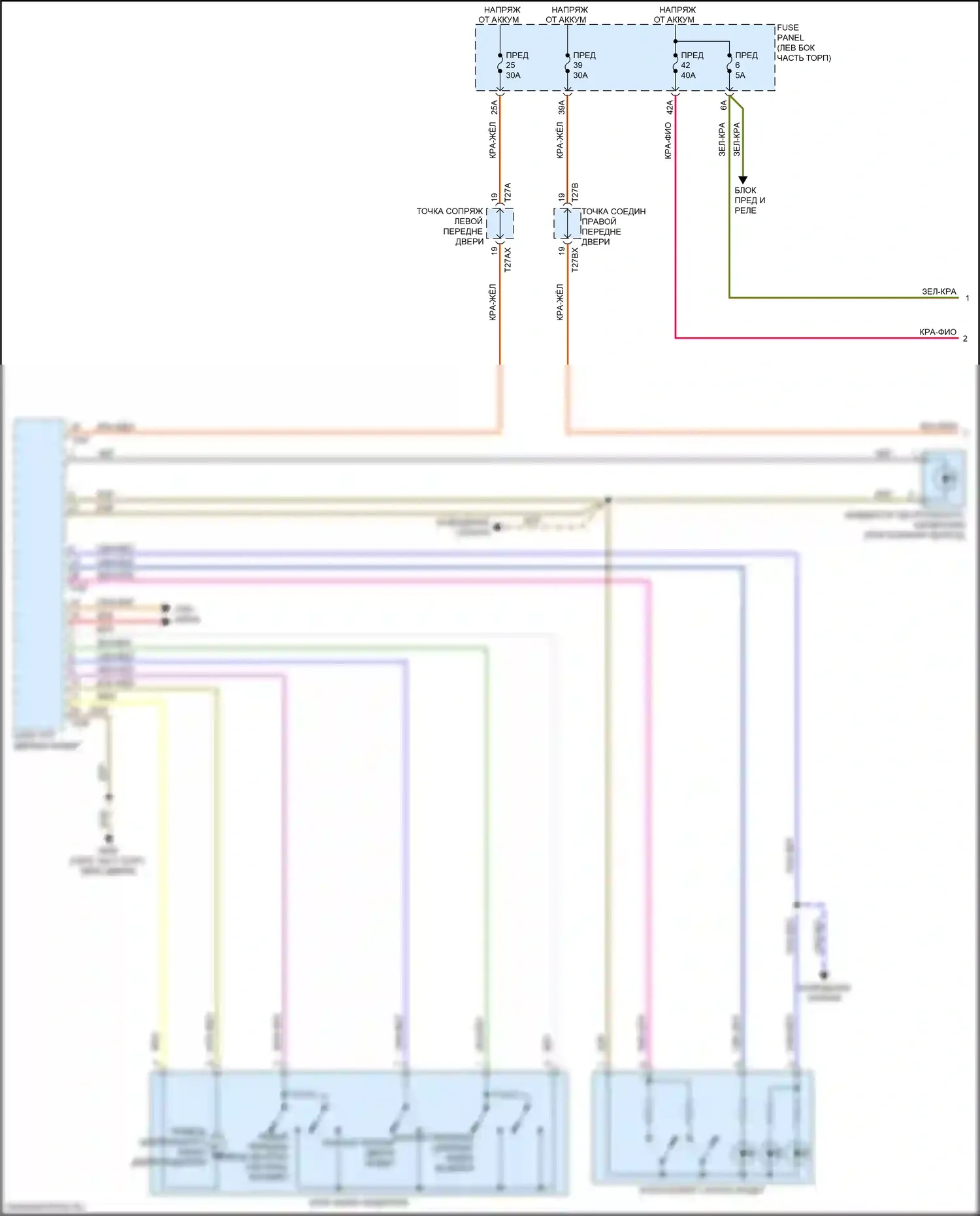 TT RS Audi 8S рестайлинг (2019-2024): Электросхема центрального замка (1 из 3) 