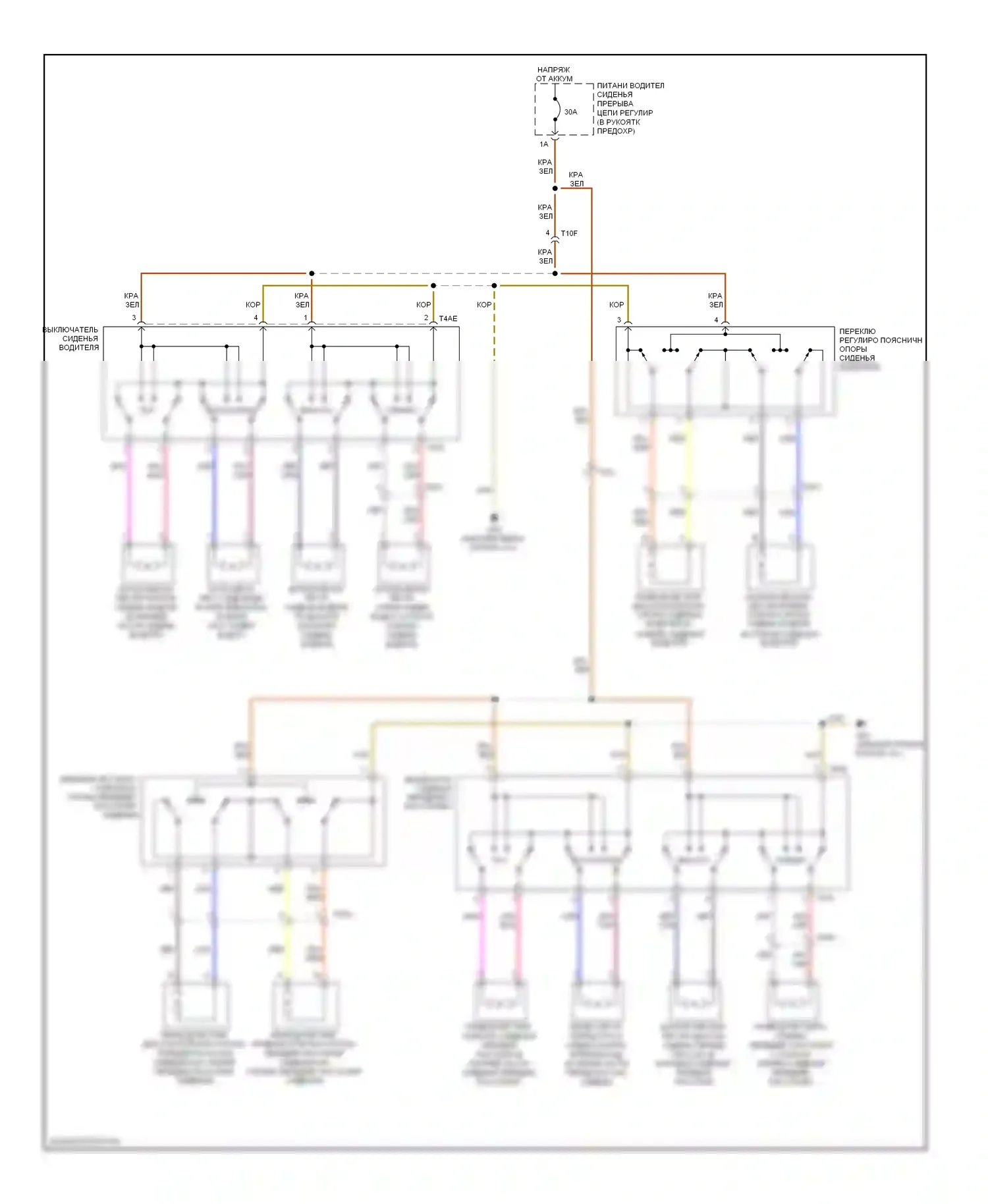 TT Audi 8J рестайлинг (2010-2014): Электросхема сидений, без спинки 
