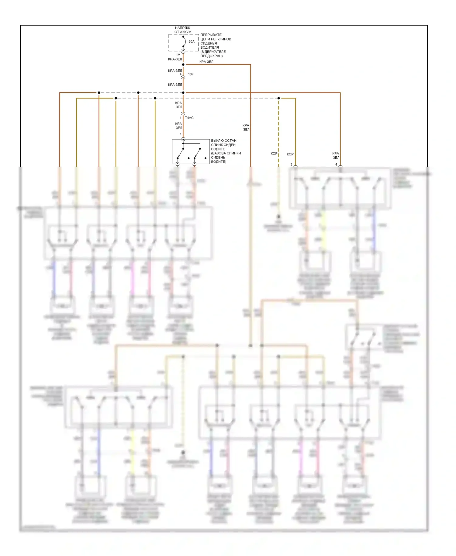 TT Audi 8J рестайлинг (2010-2014): Электросхема сидений, со спинкой 