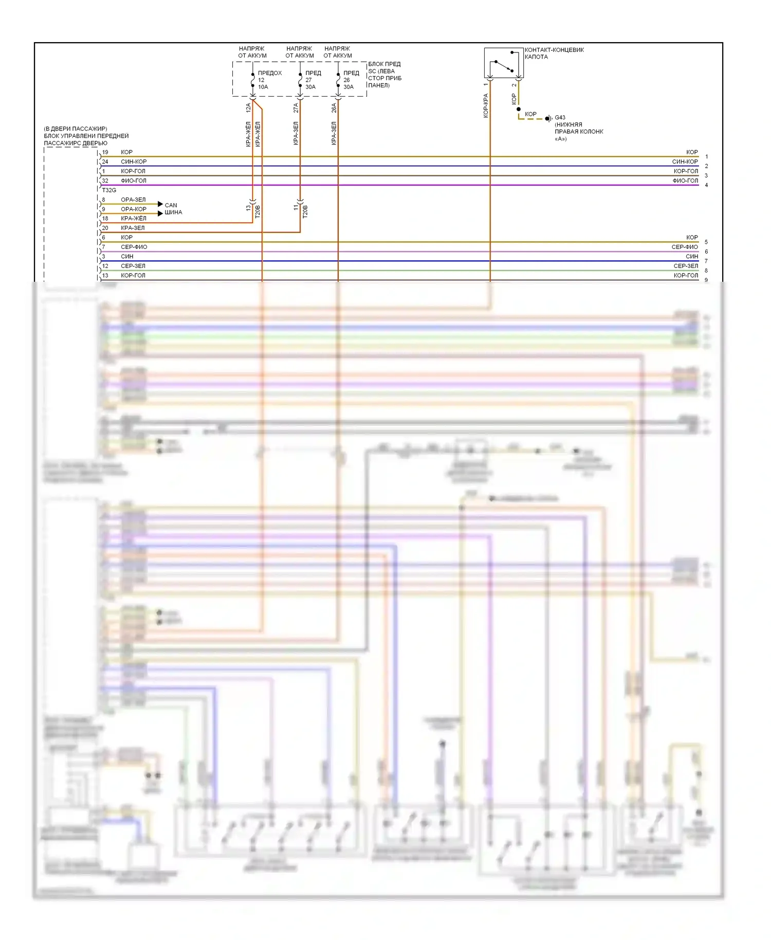 TT Audi 8J рестайлинг (2010-2014): Сигнализации электросхема (1 из 2) 