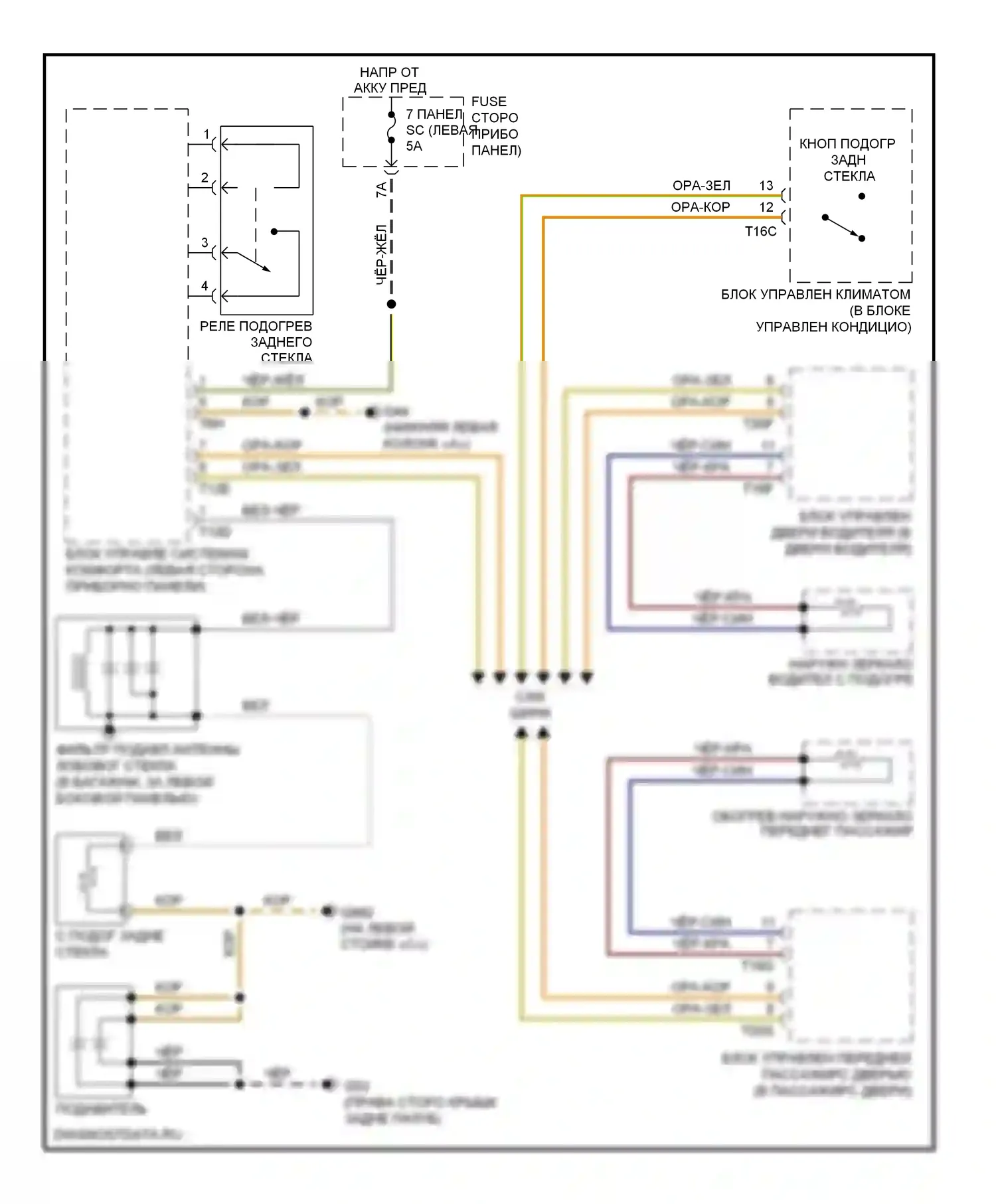 TT Audi 8J (2006-2010): Электросхема подогрева стекол 