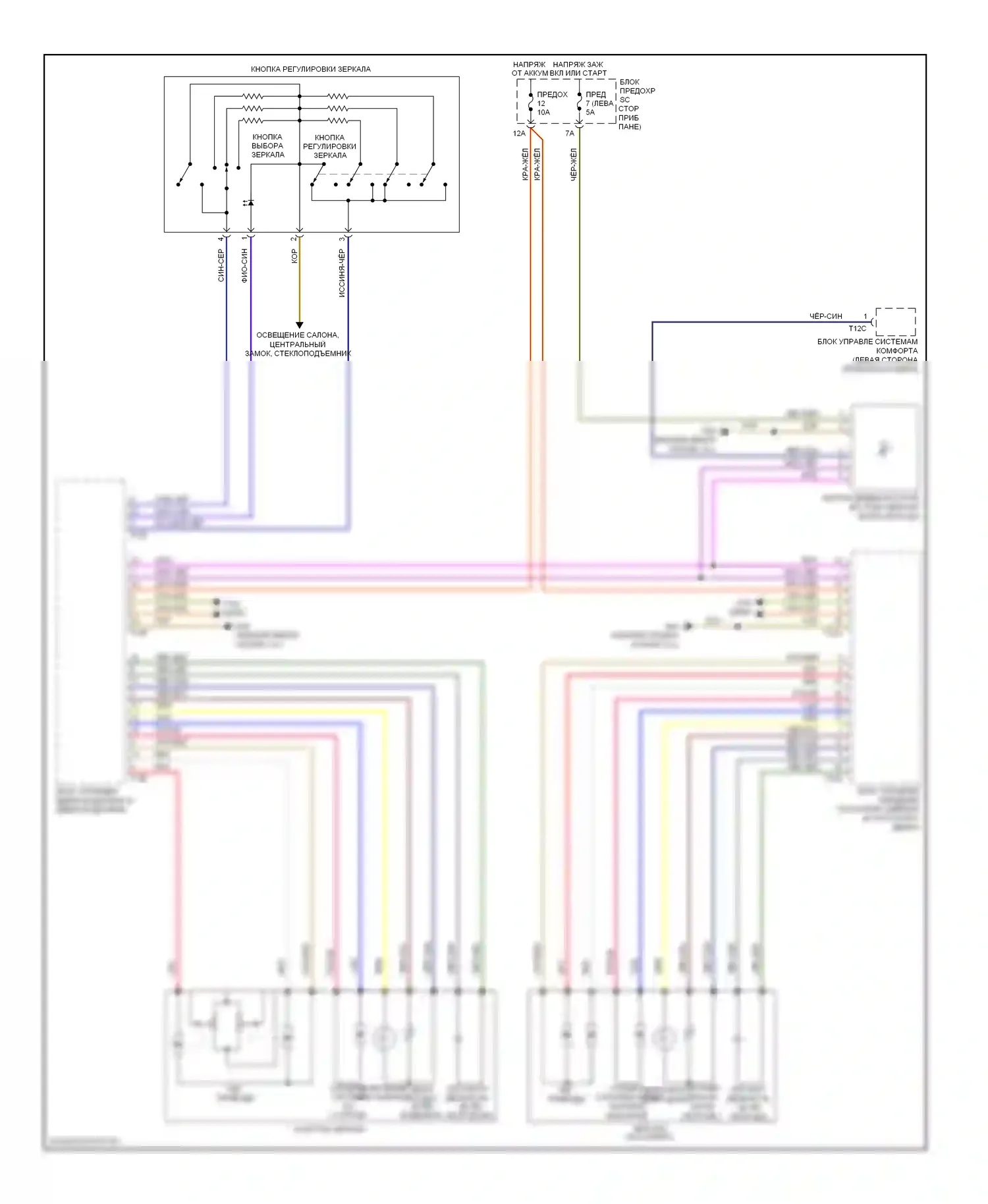 TT Audi 8J (2006-2010): Электросхема управления зеркалами заднего вида 
