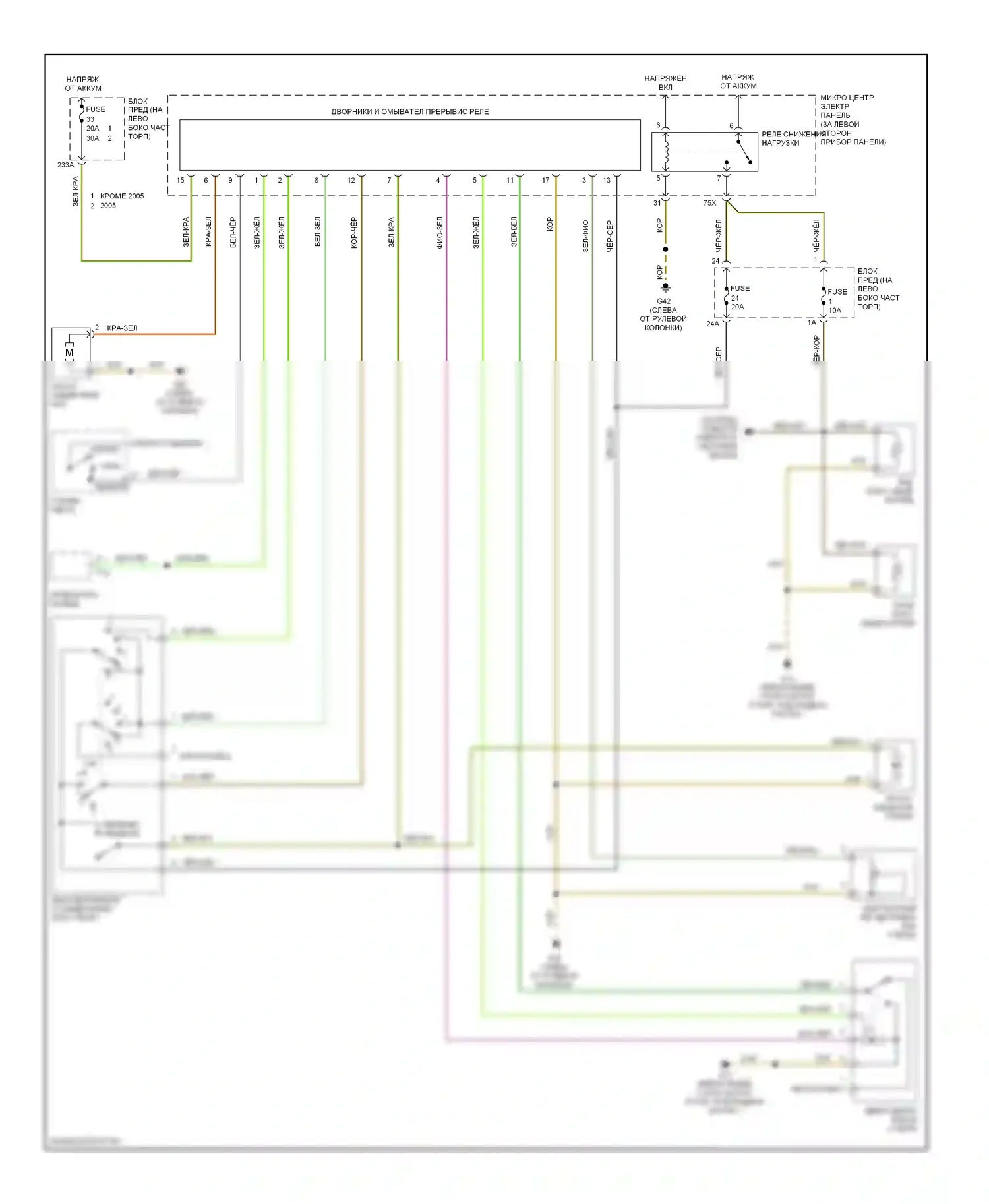 TT Audi 8N рестайлинг (2003-2006): Дворники и омыватели электросхема 