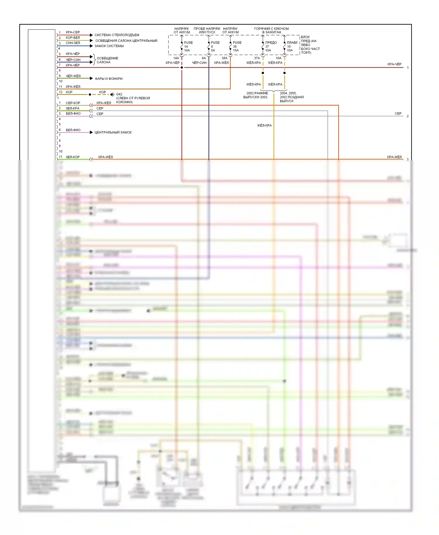 TT Audi 8N рестайлинг (2003-2006): Сигнализации электросхема, купе (1 из 2) 