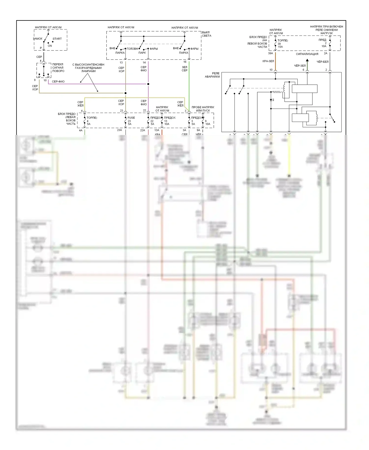 TT Audi 8N (1998-2003): Электросхема фар и фонарей, без дрели, без центра информации о водителе 