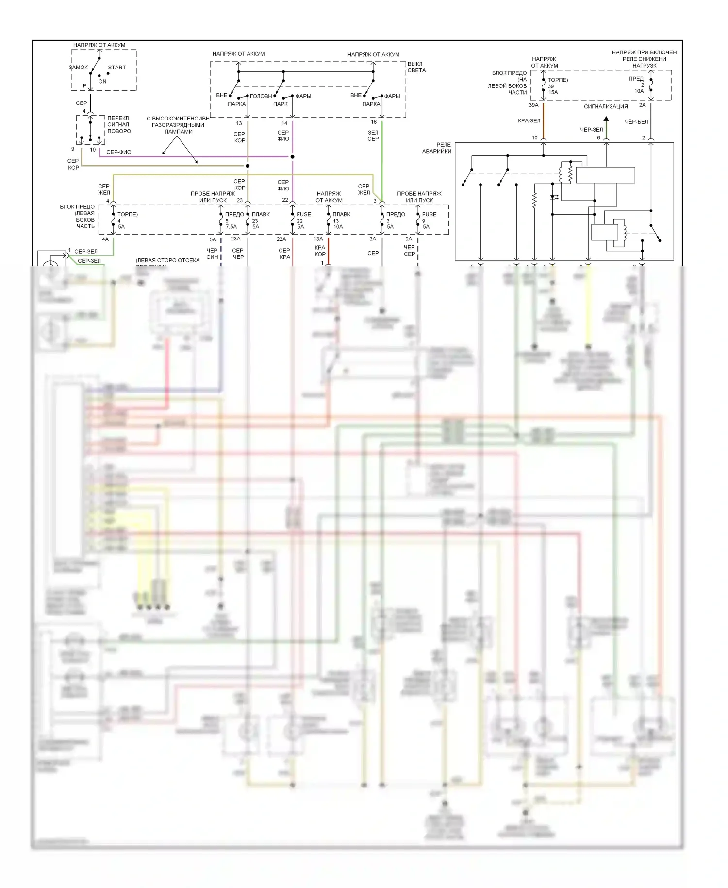 TT Audi 8N (1998-2003): Электросхема фар и фонарей, без дрели, с центром информации о водителях 