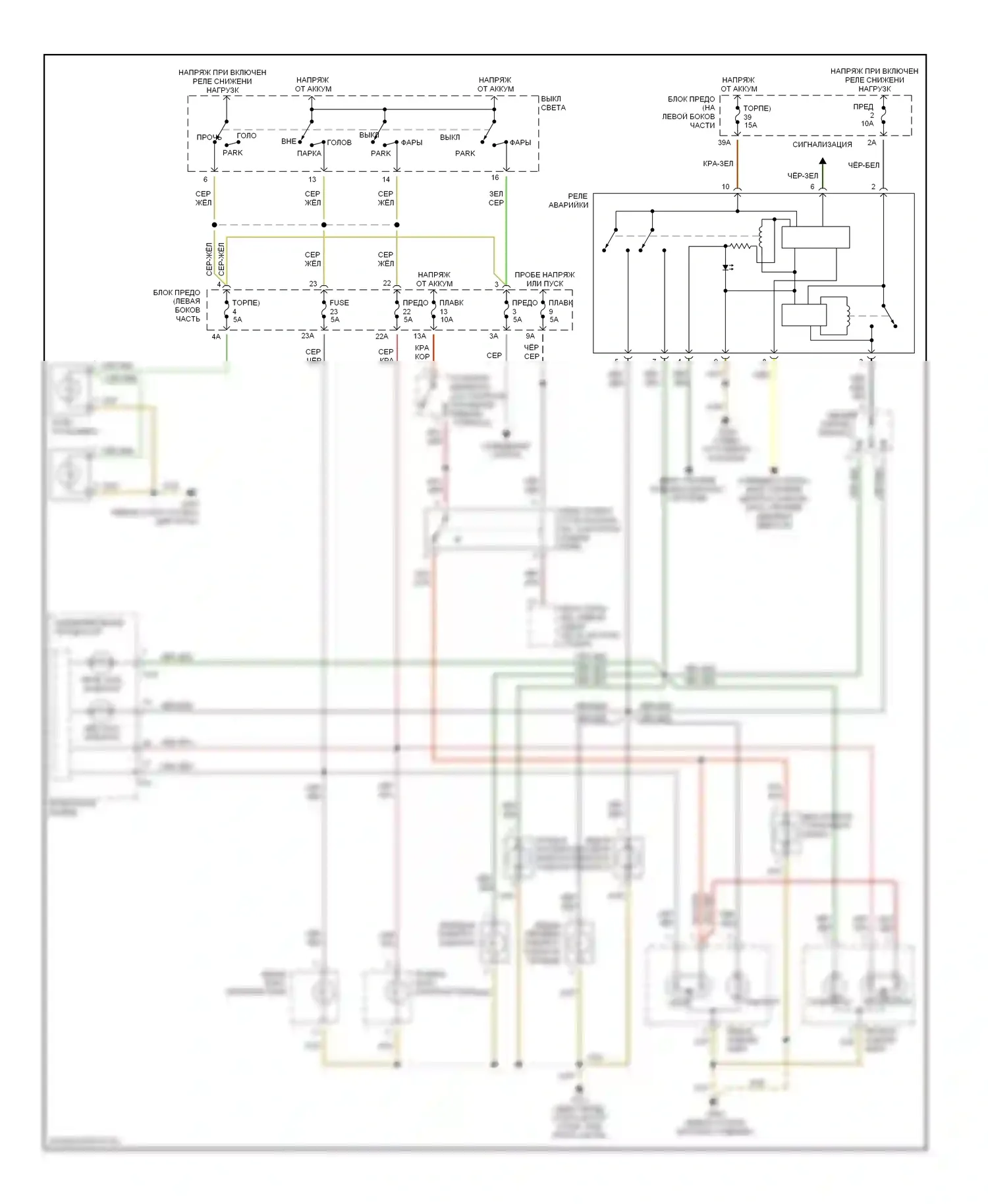 TT Audi 8N (1998-2003): Электросхема фар и фонарей, с дрелью, без центра информации о водителе 