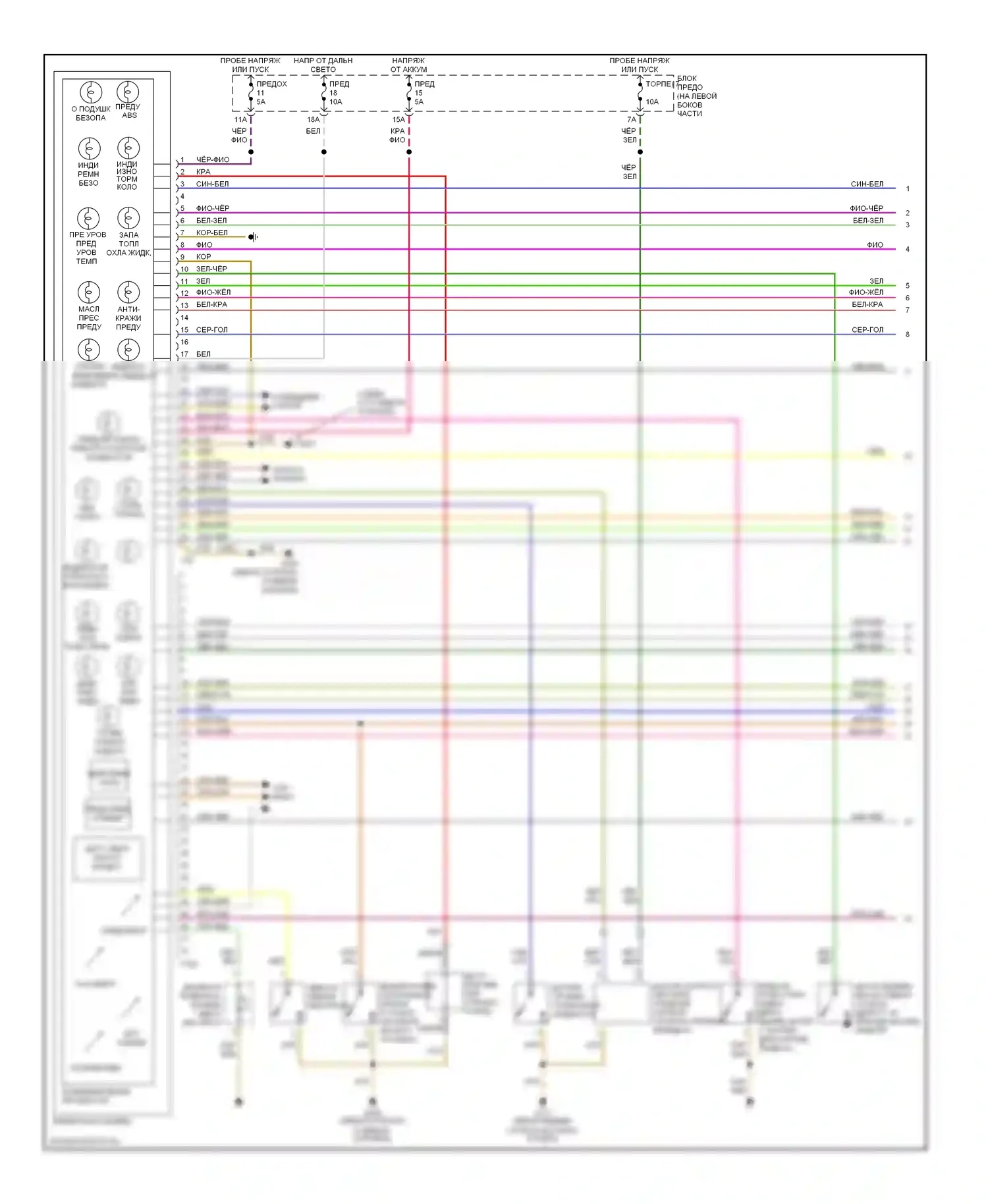 TT Audi 8N (1998-2003): Электросхема приборной панели (1 из 2) 